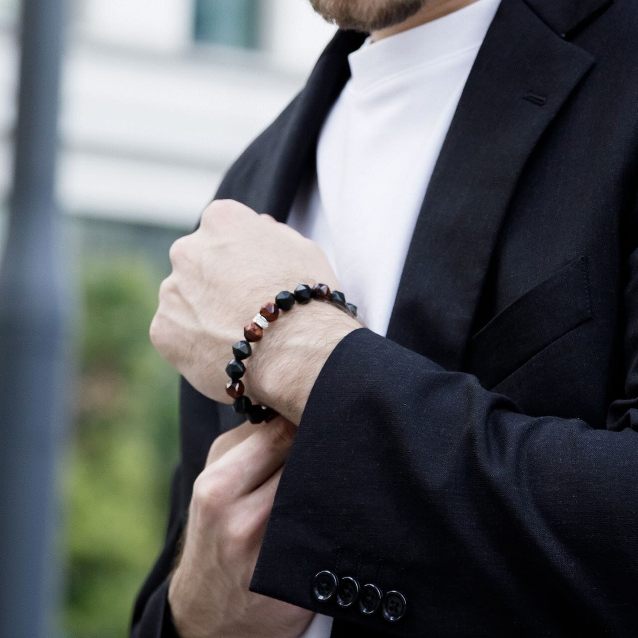 Falcon Bracelet Obsidian & Red Tiger Eye ブレスレット AWNL