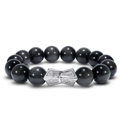 Rune Crossguard Bracelet Obsidian