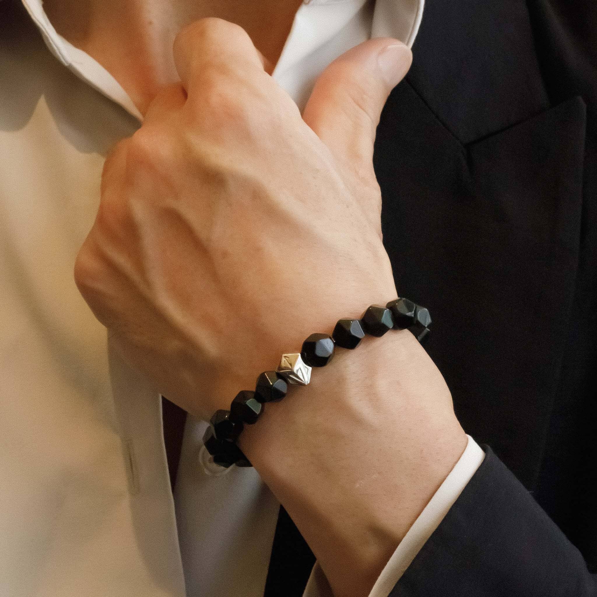 Tiwaz Algiz Bracelet Black Obsidian ブレスレット AWNL