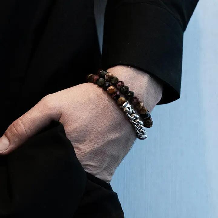 マルチカラータイガーアイ 2連ラップ ブレスレット ブレスレット AWNL