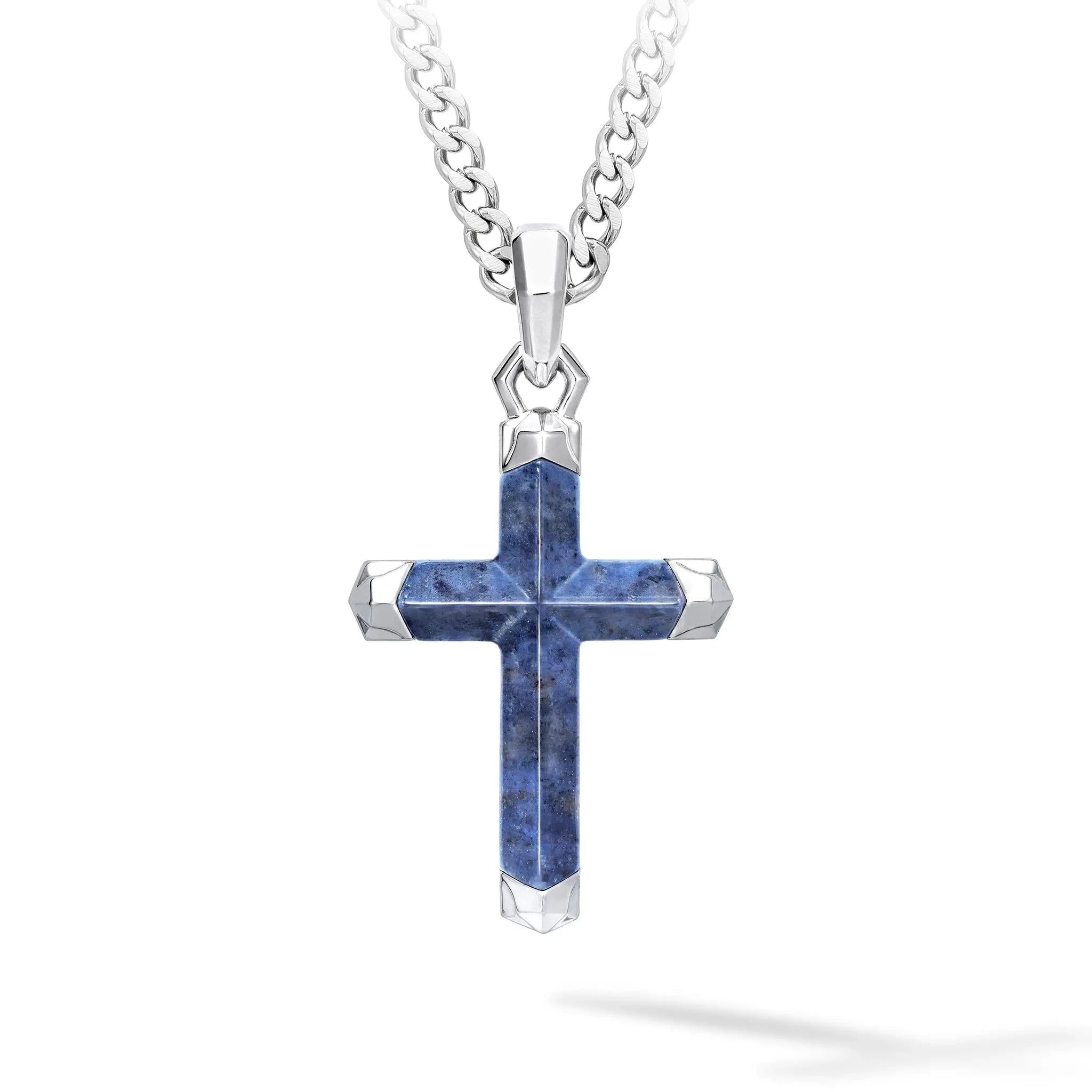 デュモルチェライト 海の影 クロス ネックレス