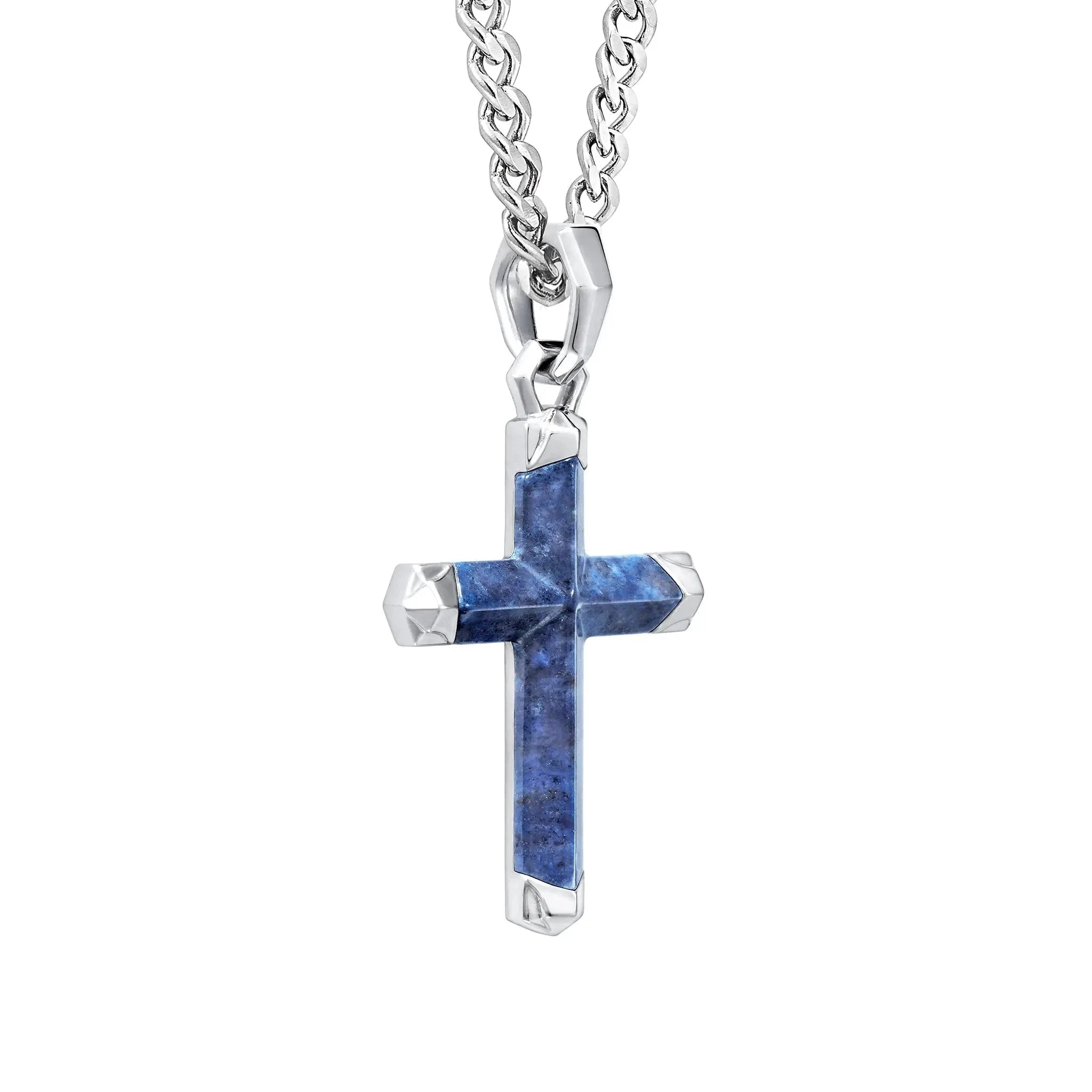 デュモルチェライト 海の影 クロス ネックレス