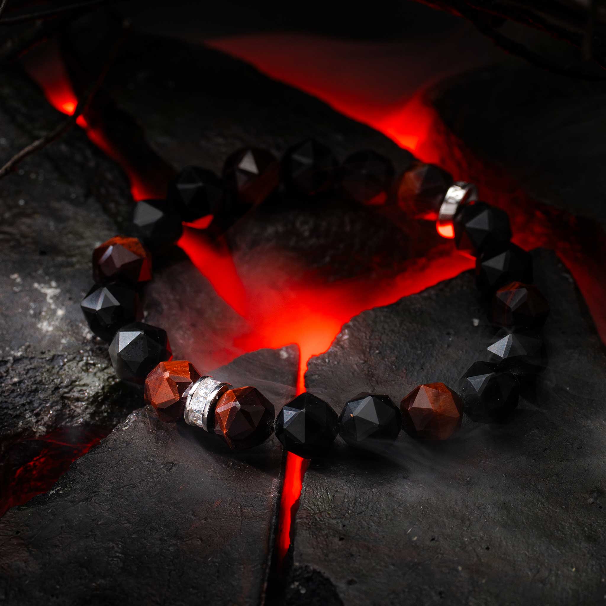 Falcon Bracelet Obsidian & Red Tiger Eye ブレスレット AWNL