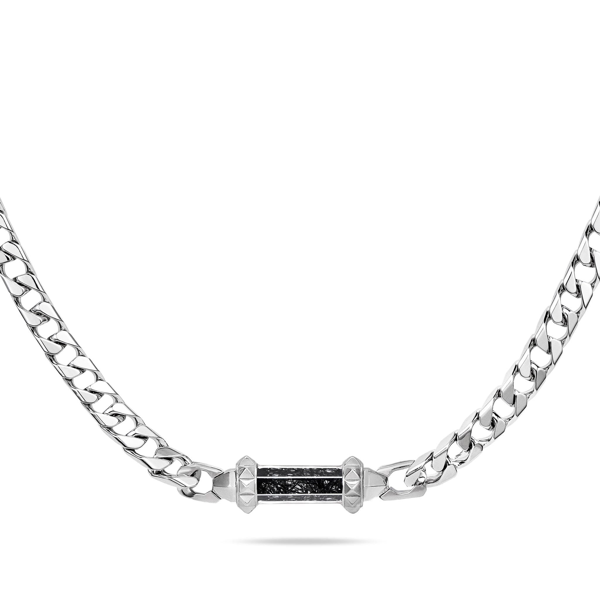 黒ルチルクォーツ 黒目 キヘイチェーン ネックレス ネックレス AWNL 55cm