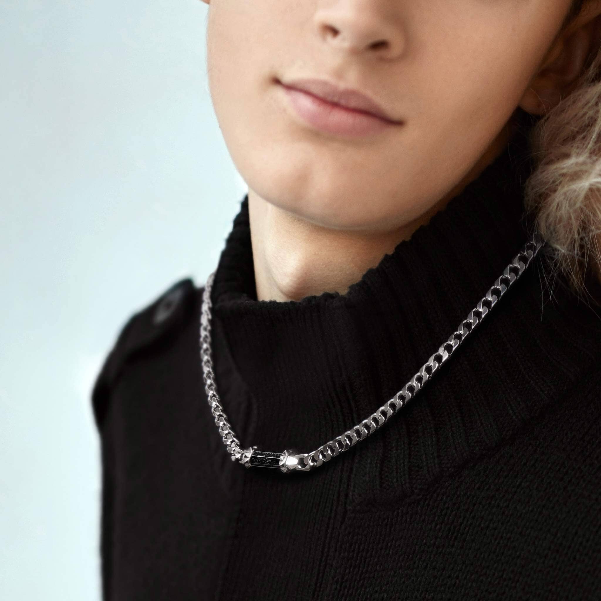 黒ルチルクォーツ 黒目 キヘイチェーン ネックレス ネックレス AWNL