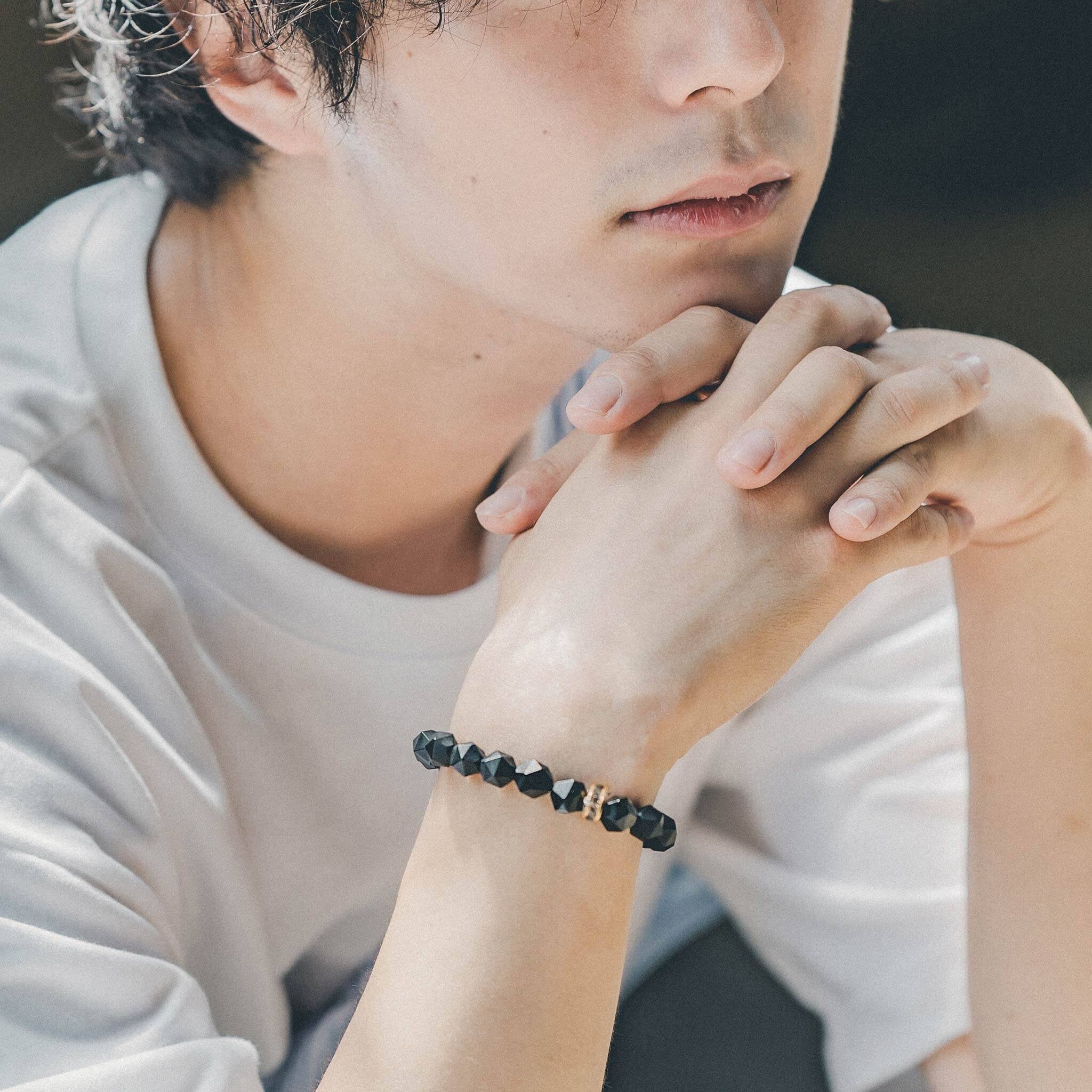 ゴールデンオブシディアン&オニキス ブレスレット - 天然石&隕石ジュエリーショップ - AWNL Japan