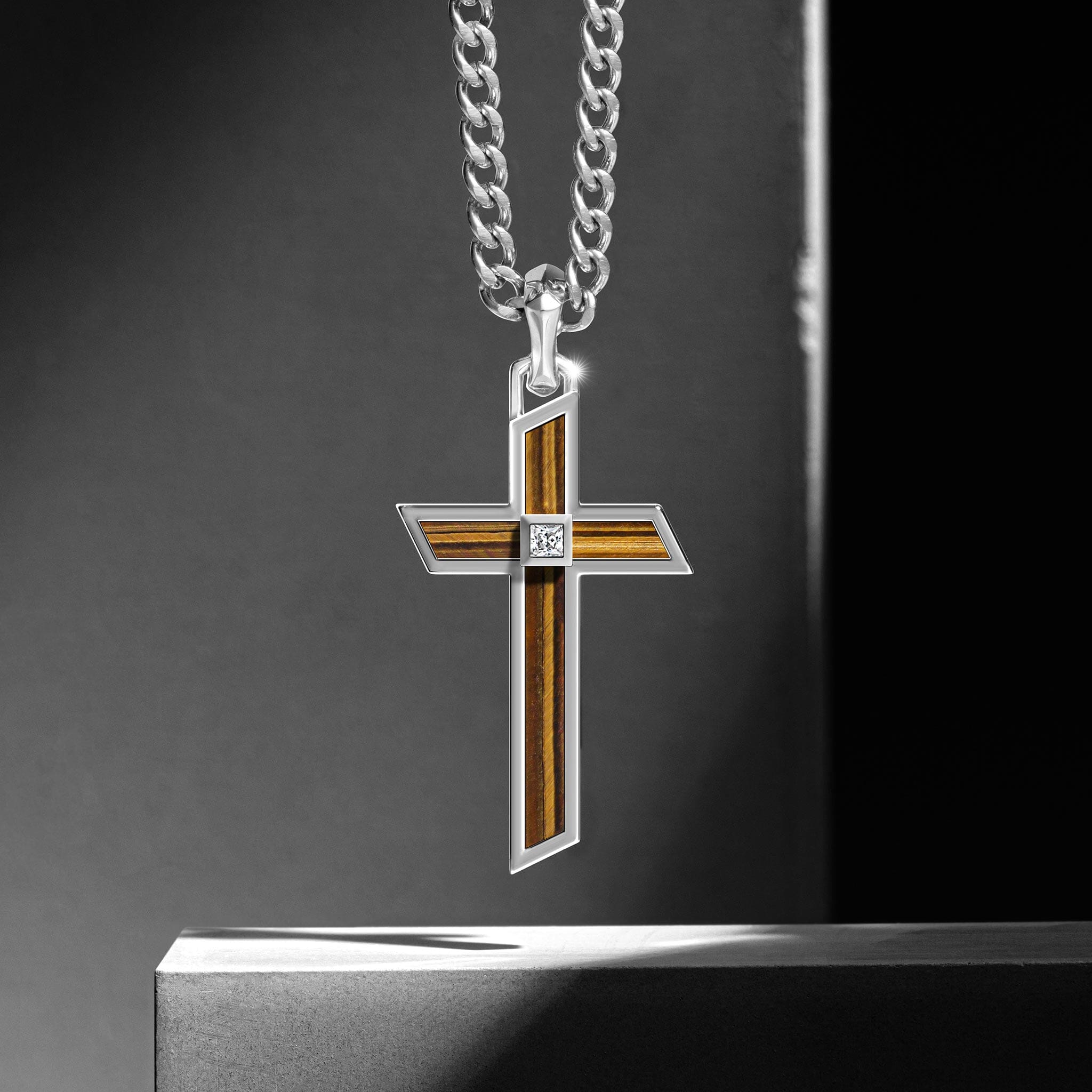 ゴールデン タイガーアイ 斜めクロス ネックレス ネックレス AWNL