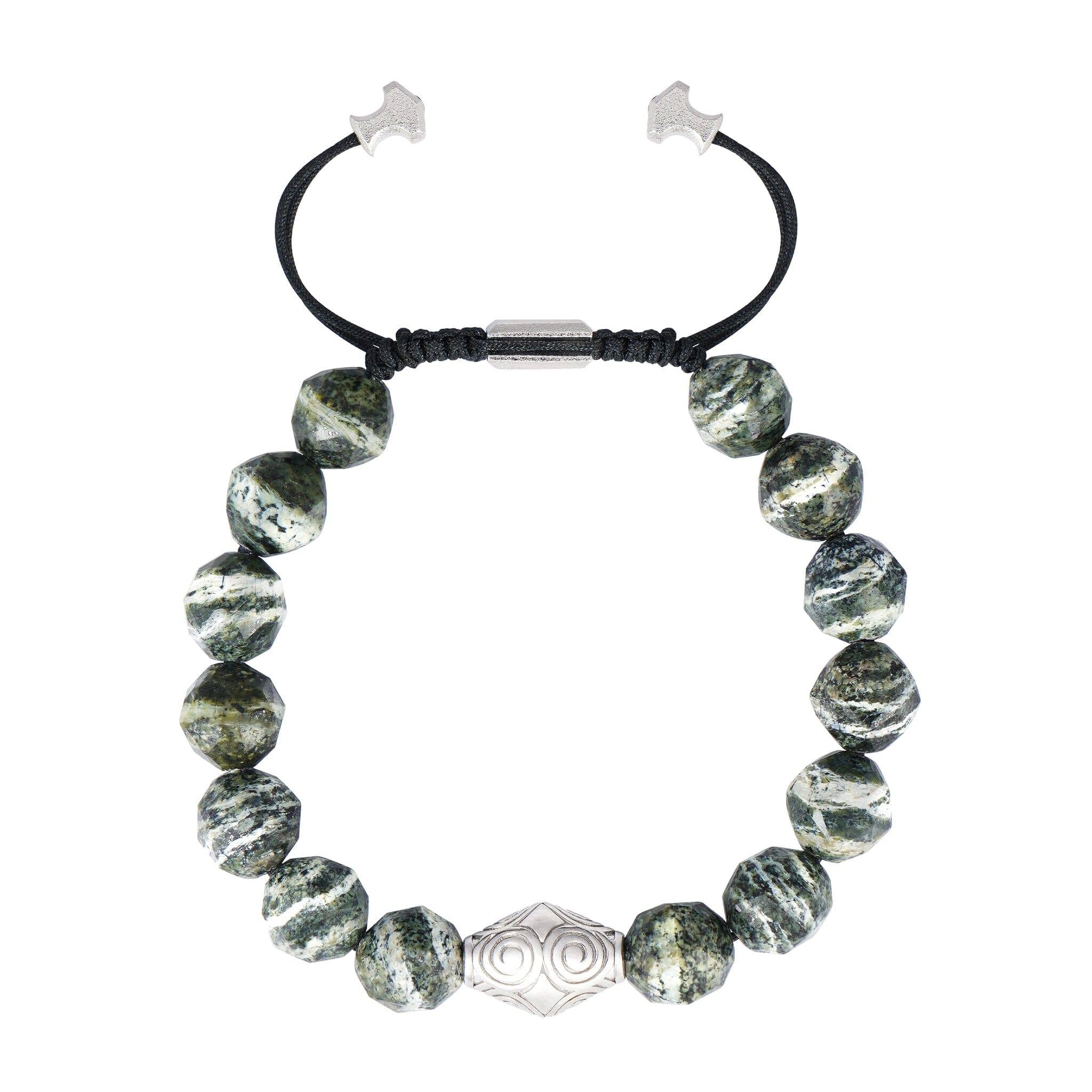 グリーンゼブラジャスパー スメル 紐編み ブレスレット - 天然石&隕石ジュエリーショップ - AWNL Japan