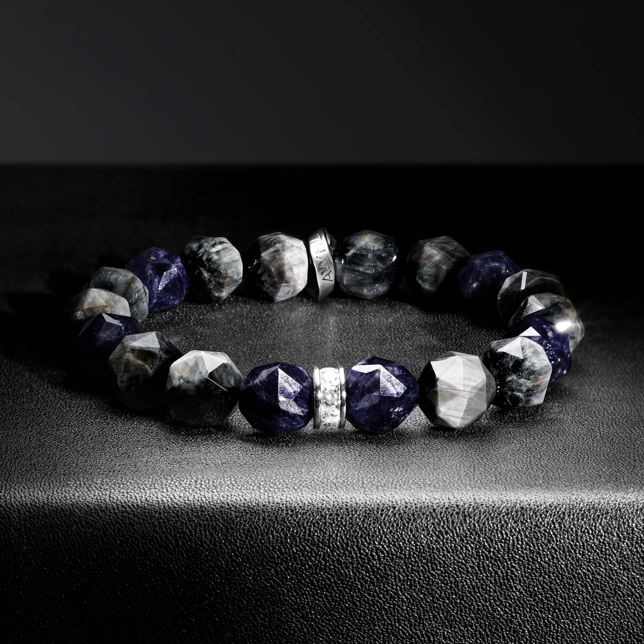 グレーホークスアイ&ソーダライト 鷹 ブレスレット ブレスレット AWNL