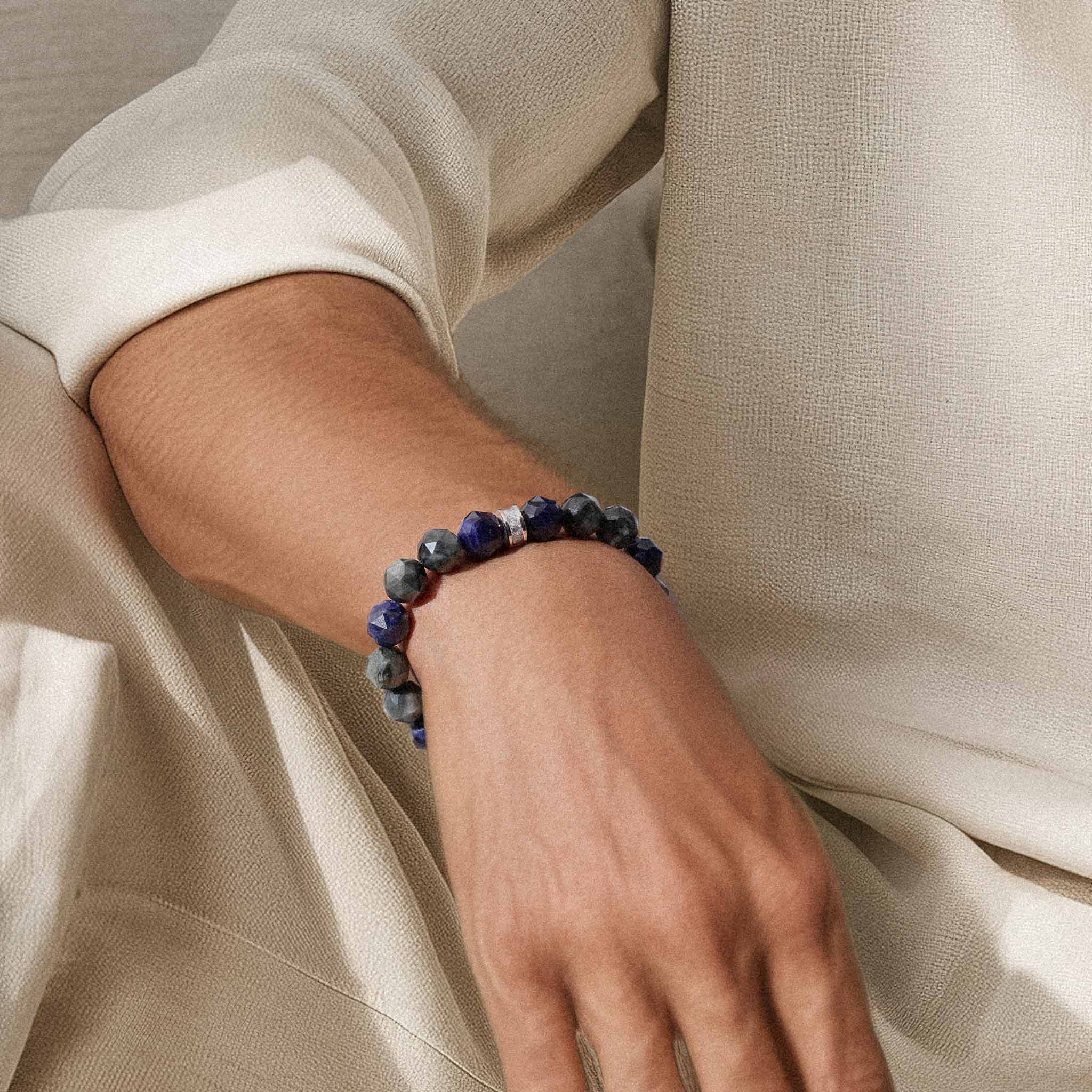 グレーホークスアイ&ソーダライト 鷹 ブレスレット ブレスレット AWNL