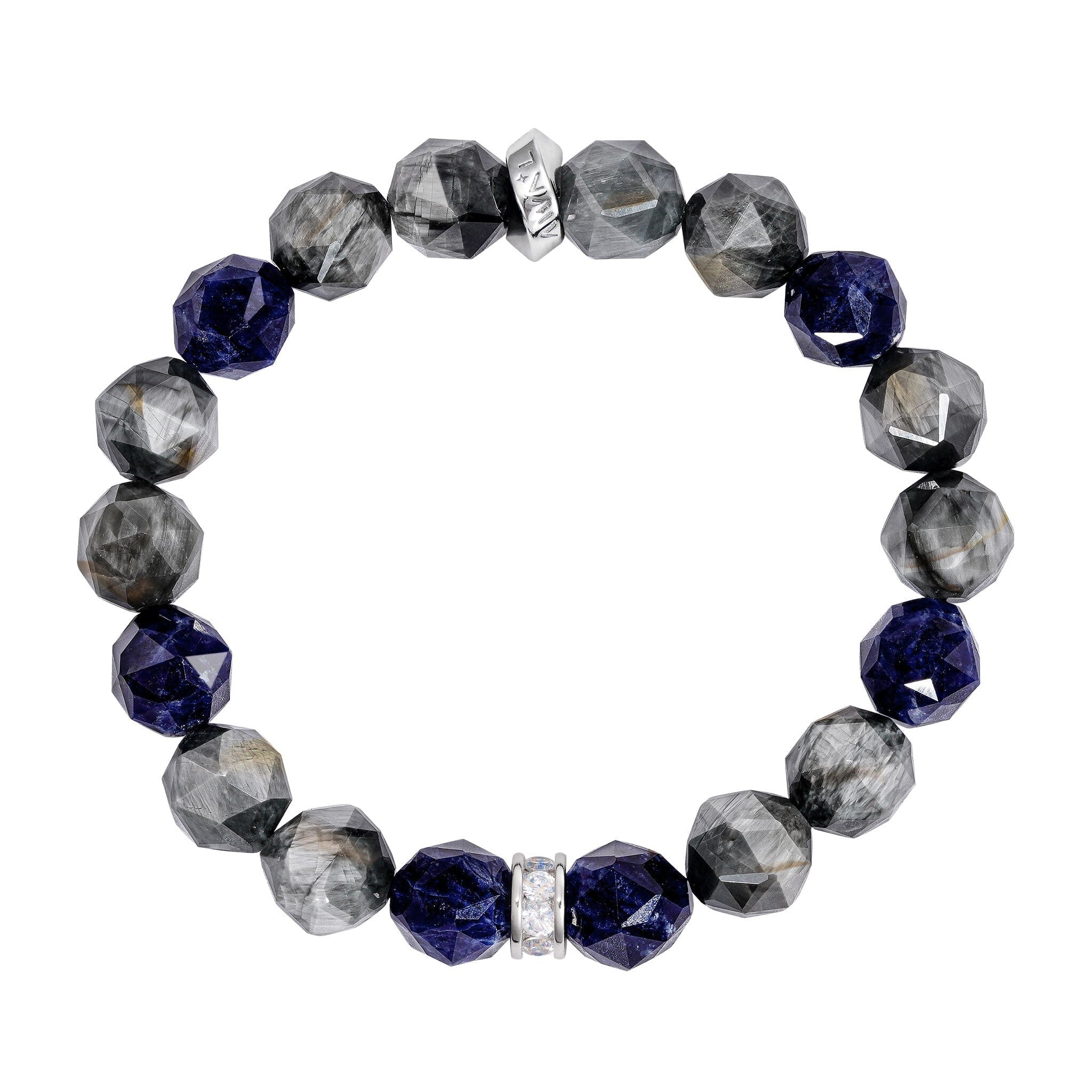 グレーホークスアイ&ソーダライト 鷹 ブレスレット ブレスレット AWNL