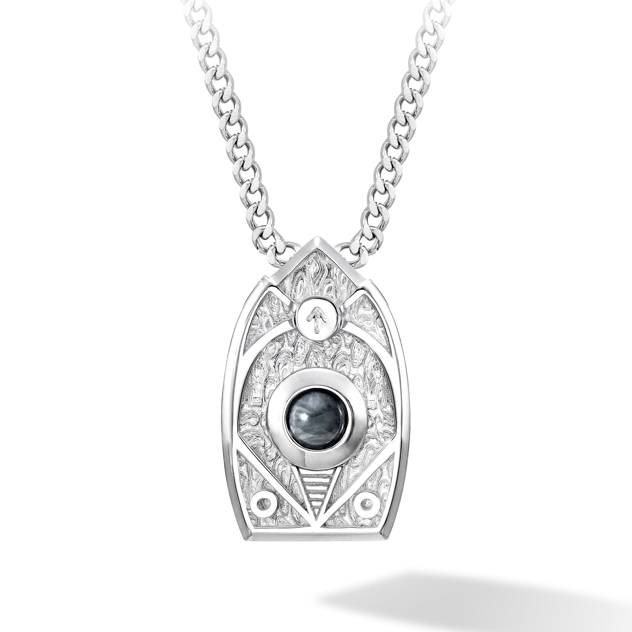 グレーホークアイ ルーン 盾形 ネックレス ネックレス AWNL Stainless Set 55cm