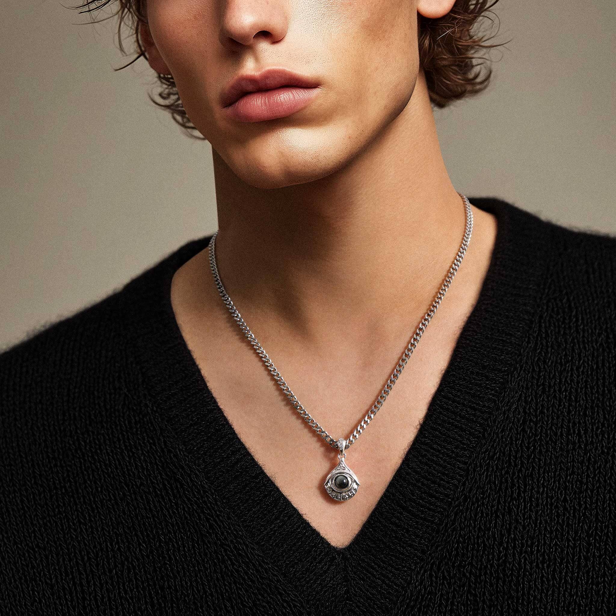 グレーホークアイ ルーン 悪魔の目 ネックレス ネックレス AWNL