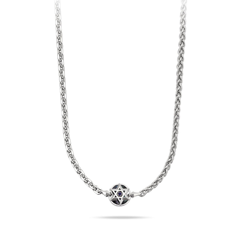 サファイア 黒蝶貝 六芒星 ネックレス