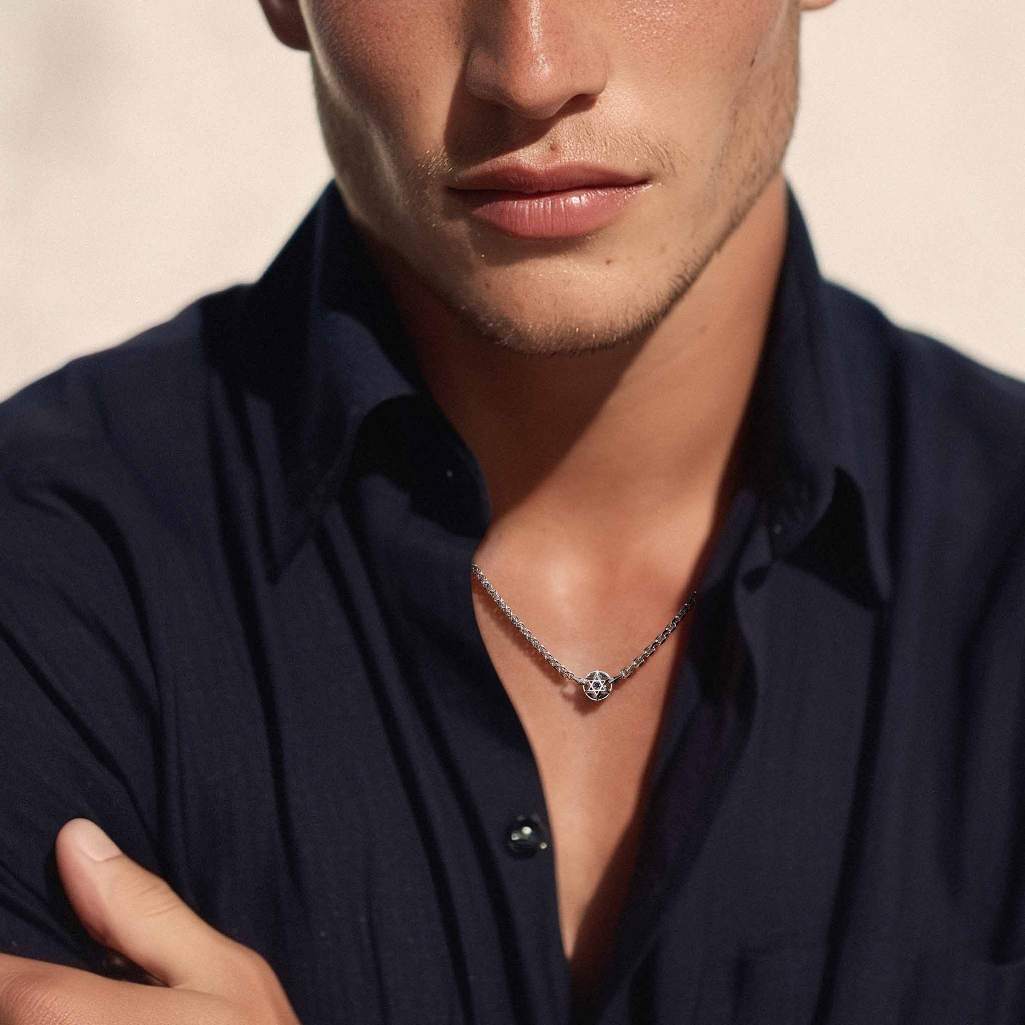 サファイア 黒蝶貝 六芒星 ネックレス ネックレス AWNL