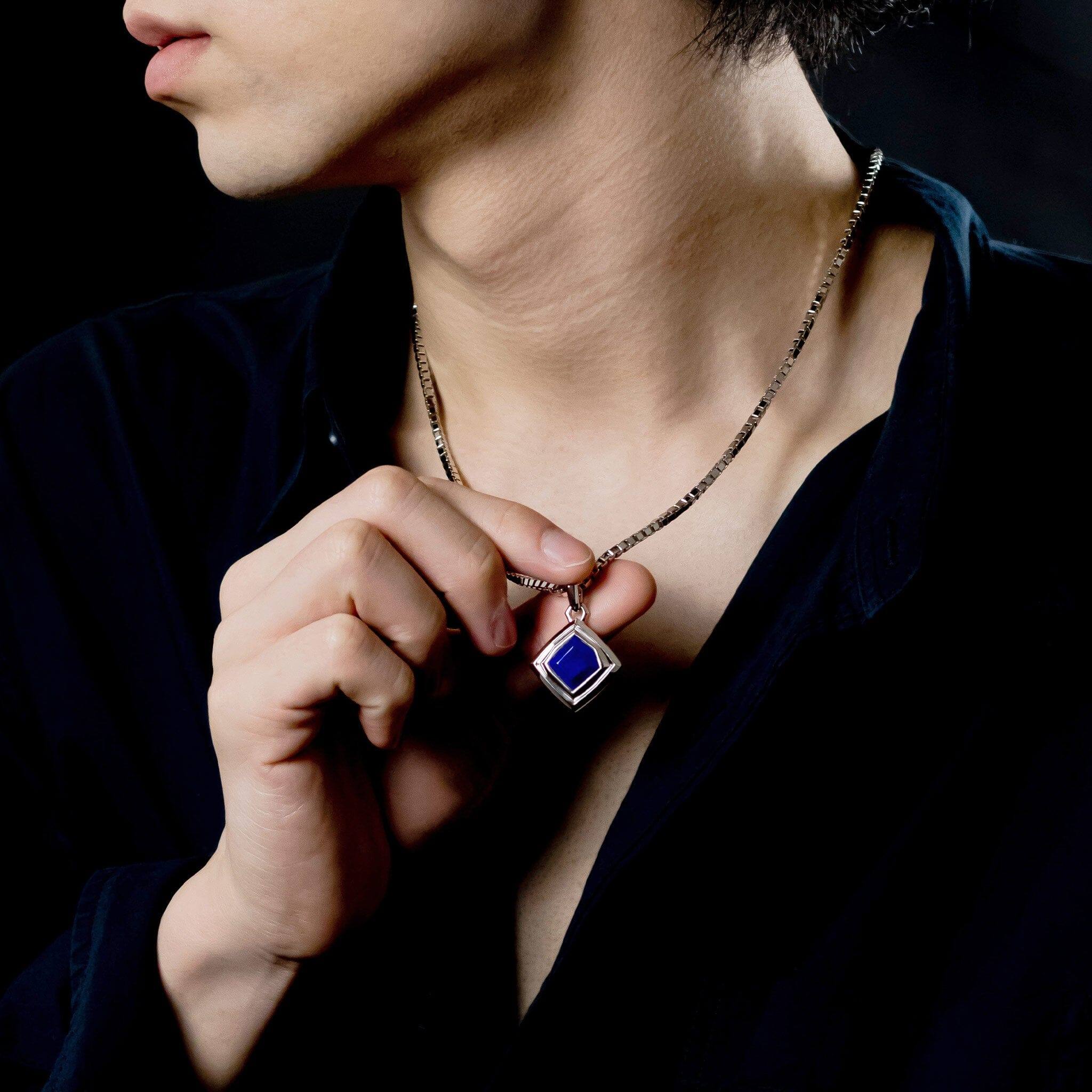 ラピスラズリ 菱形 ネックレス - 天然石&隕石ジュエリーショップ - AWNL Japan