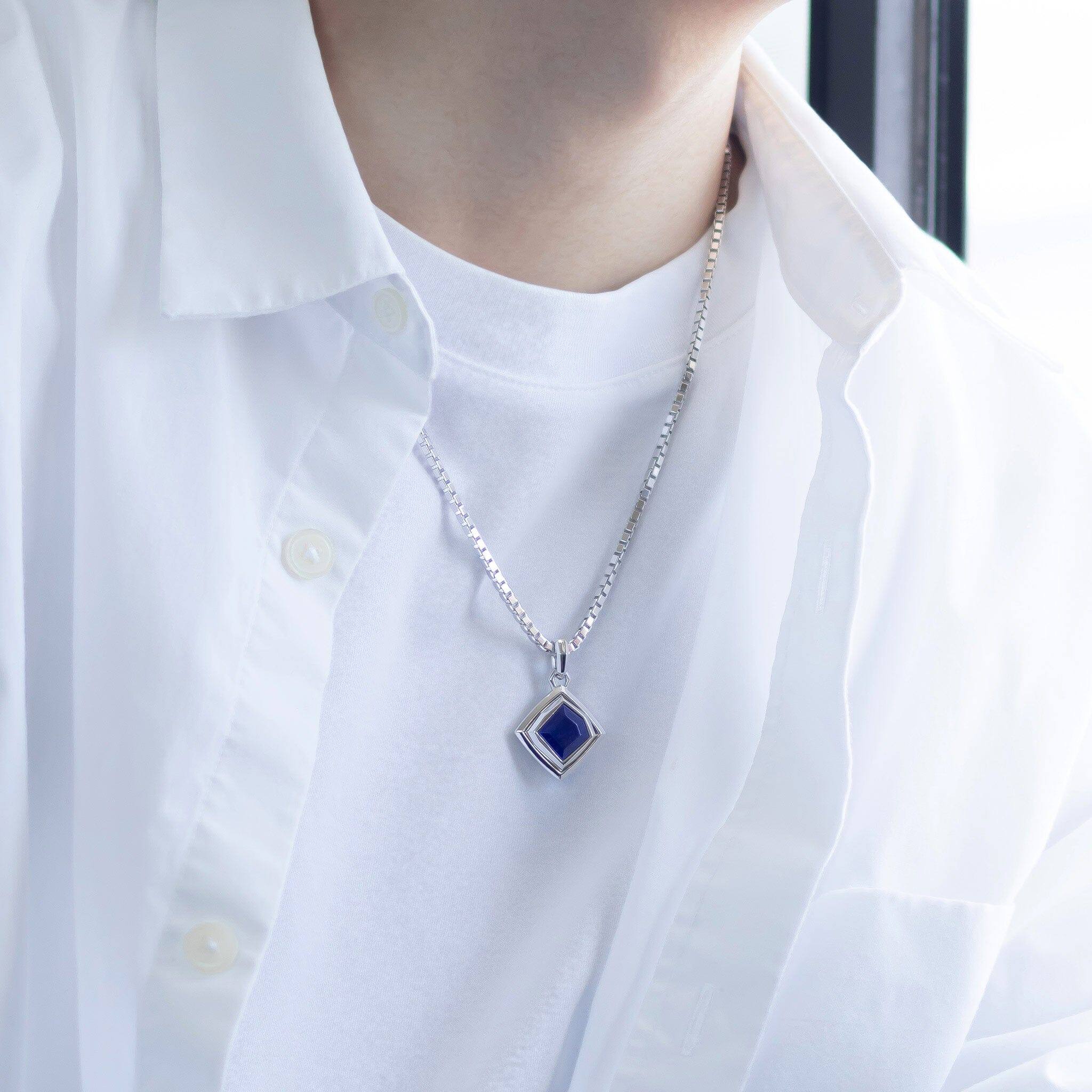 ラピスラズリ 菱形 ネックレス - 天然石&隕石ジュエリーショップ - AWNL Japan