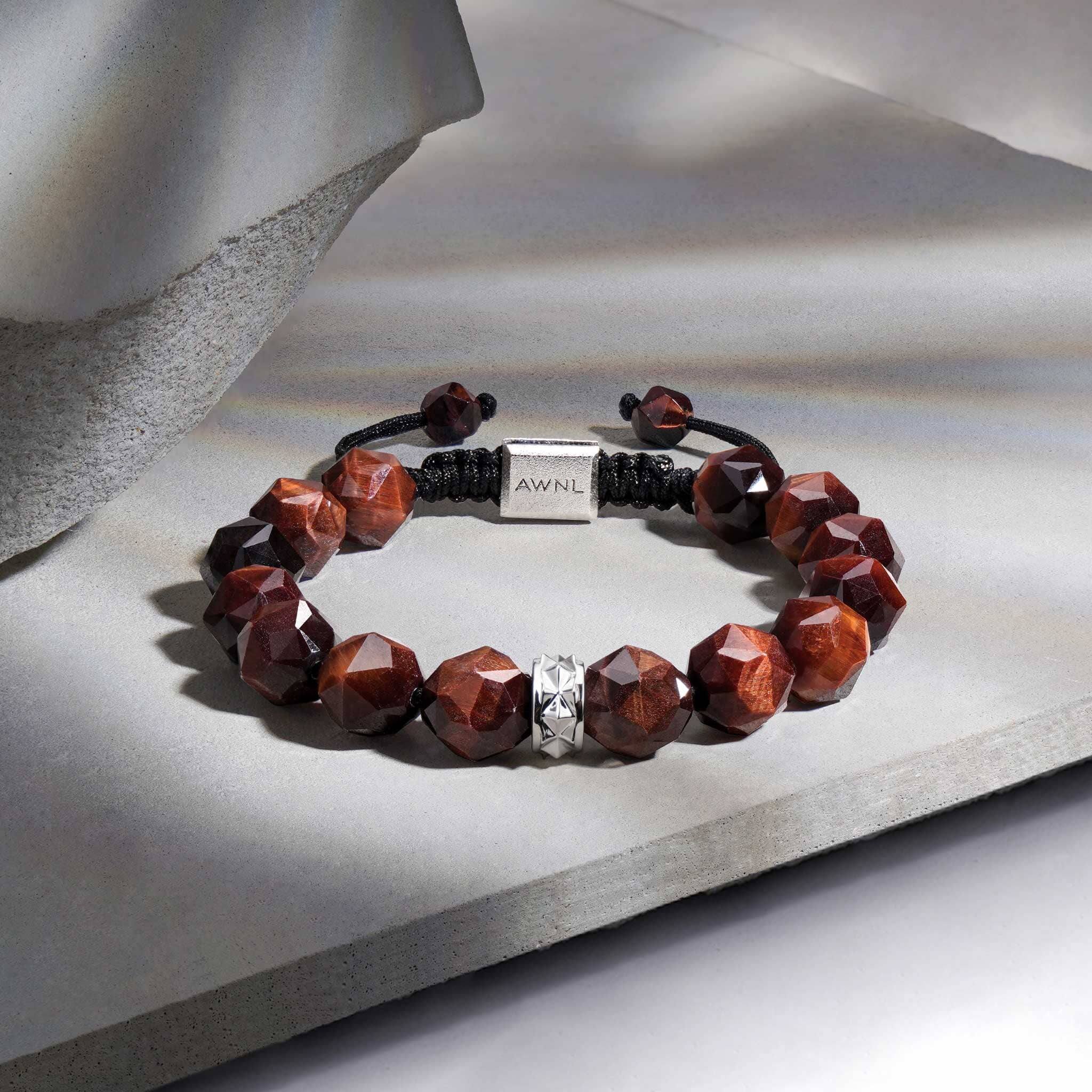 レッドタイガーアイ 紐編み ブレスレット - 天然石&隕石ジュエリーショップ - AWNL Japan