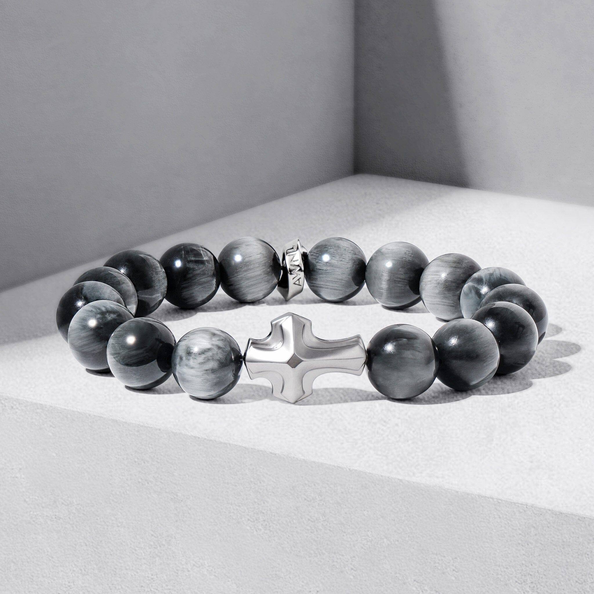 グレーホークアイ クロス ブレスレット - 天然石&隕石ジュエリーショップ - AWNL Japan