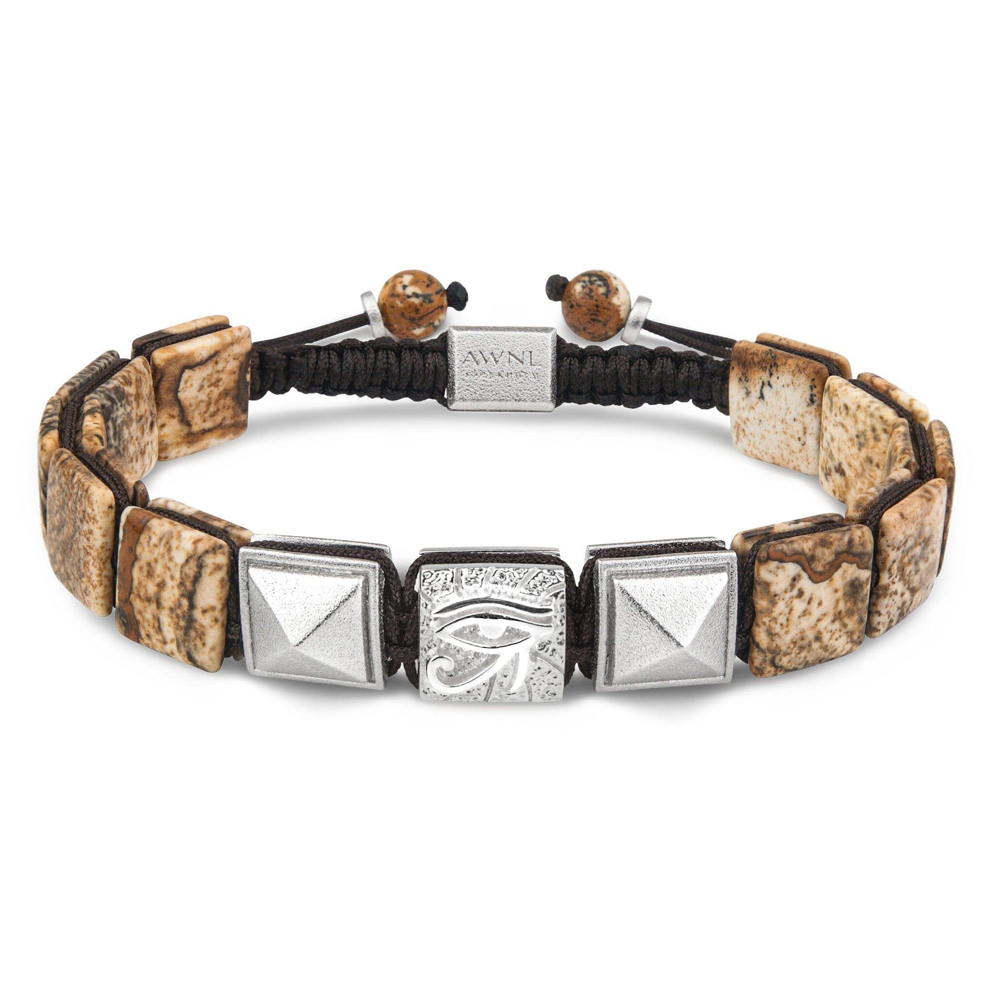 ピクチャージャスパー ホルスの目 紐編み ブレスレット - 天然石&隕石ジュエリーショップ - AWNL Japan