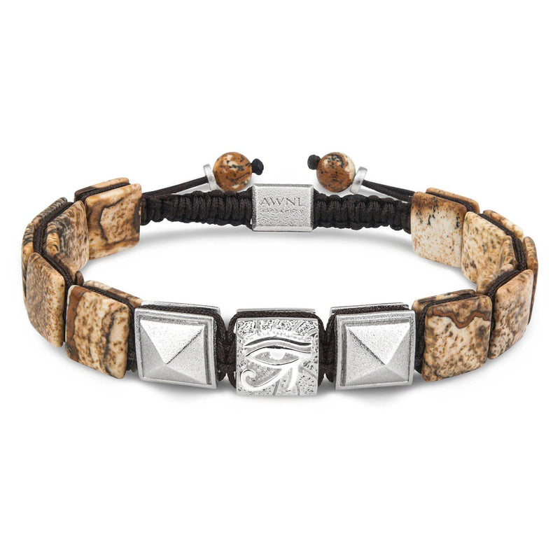 ピクチャージャスパー ホルスの目 紐編み ブレスレット