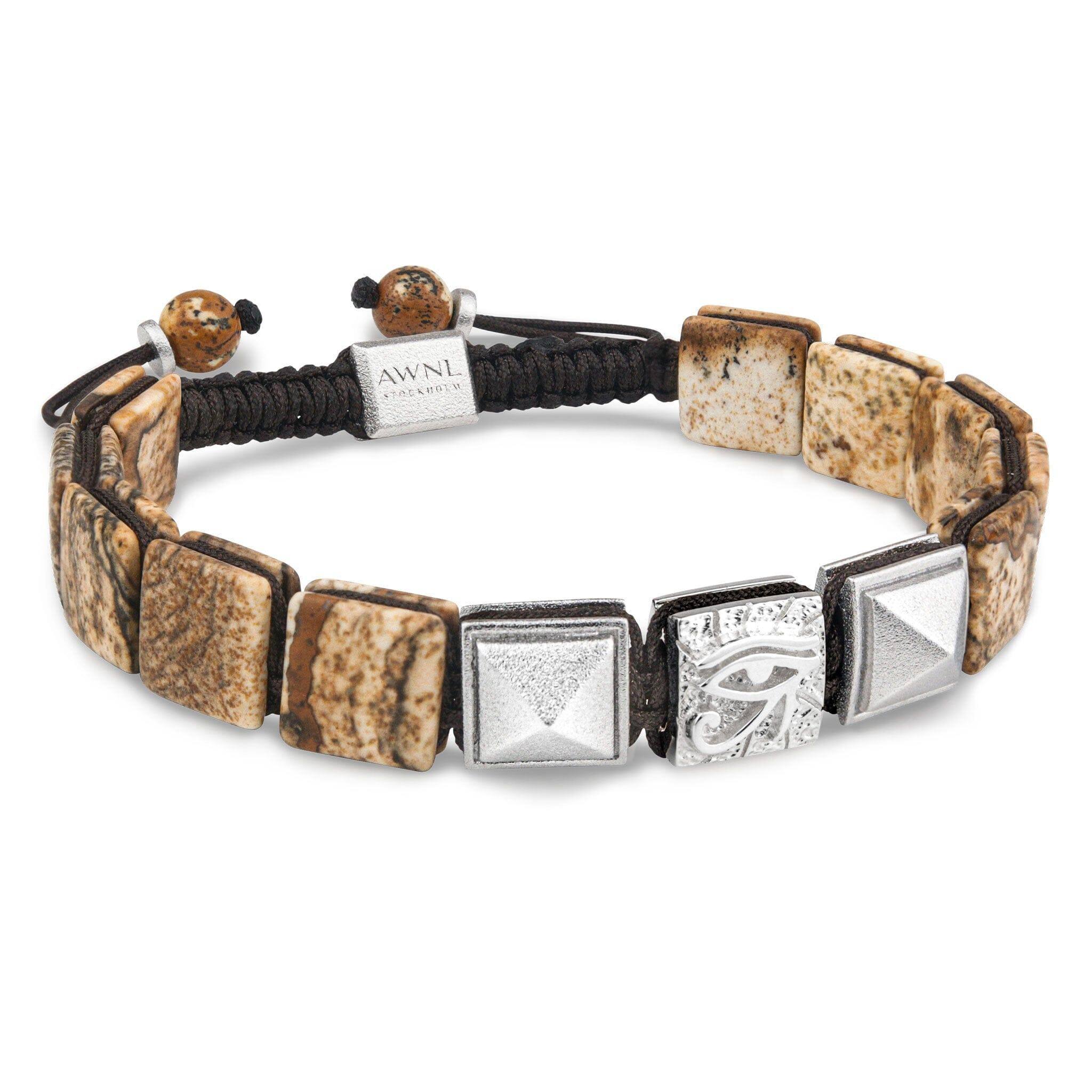 ピクチャージャスパー ホルスの目 紐編み ブレスレット - 天然石&隕石ジュエリーショップ - AWNL Japan