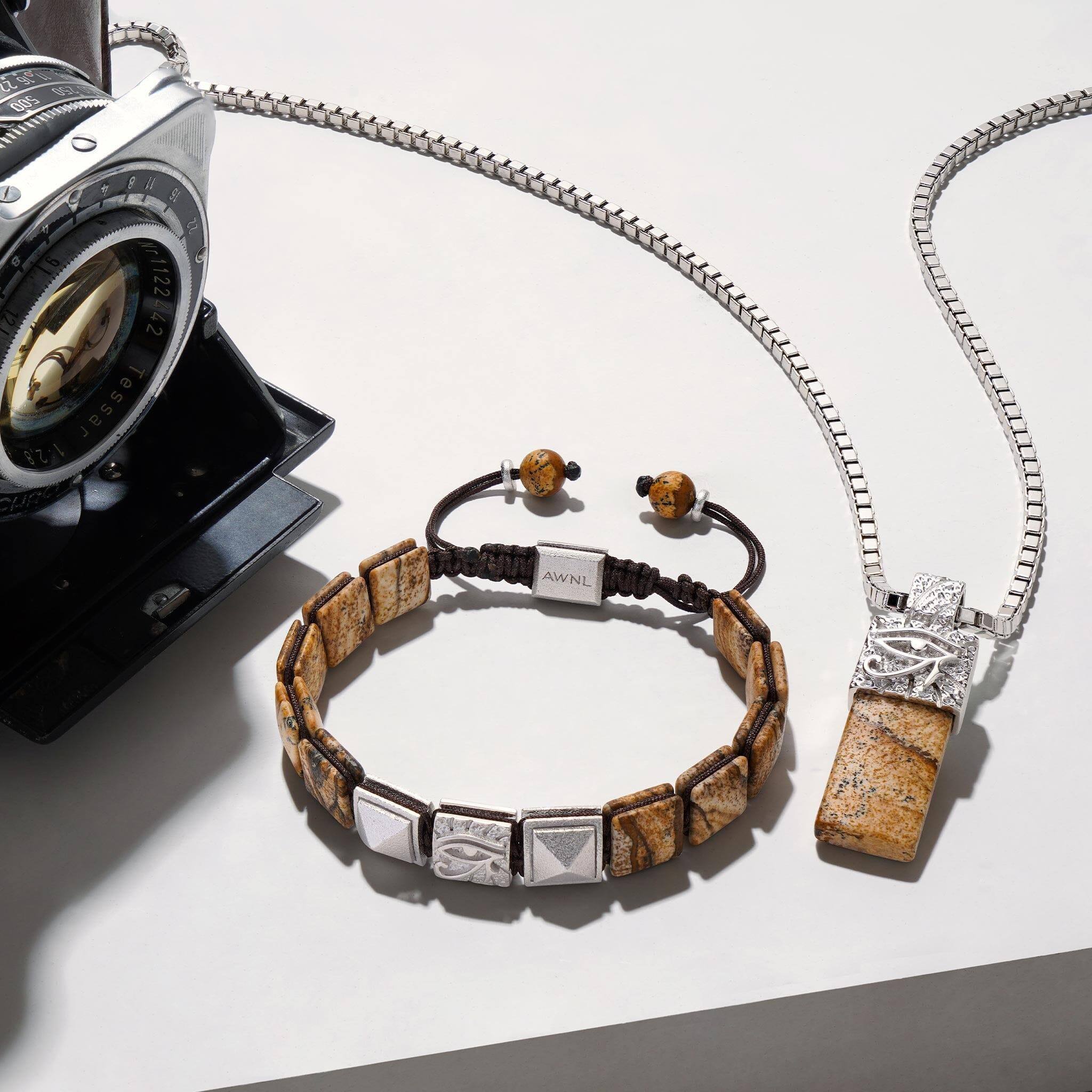 ピクチャージャスパー ホルスの目 紐編み ブレスレット - 天然石&隕石ジュエリーショップ - AWNL Japan