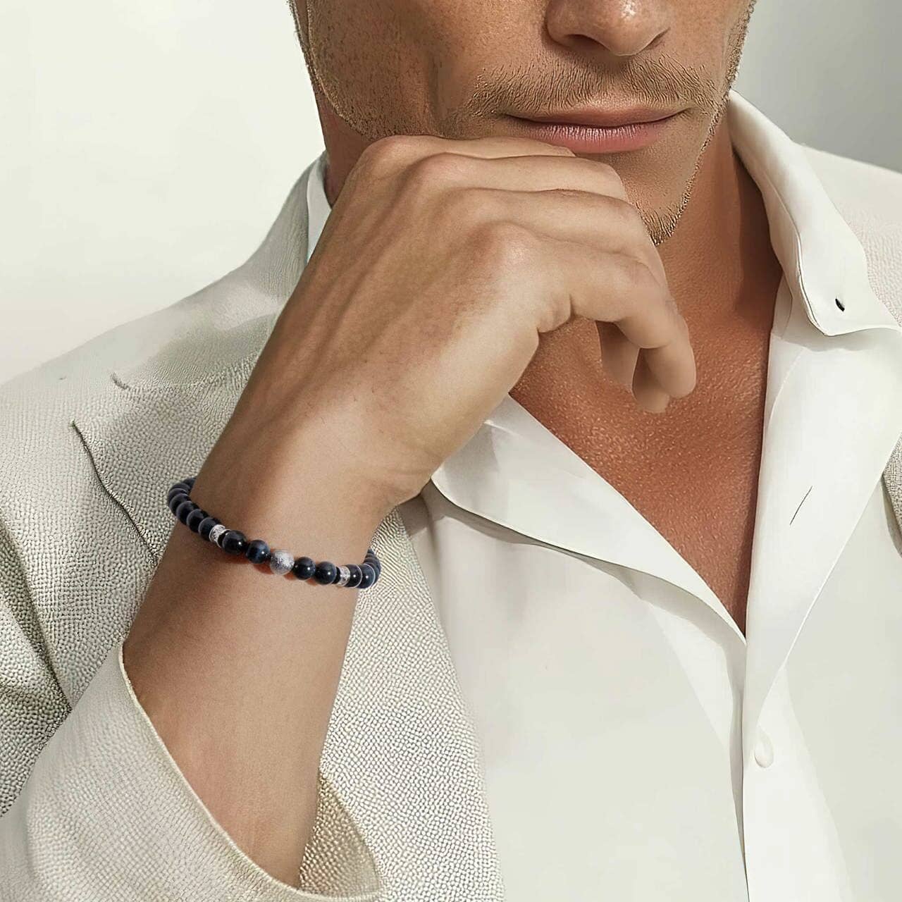 隕石&ホークアイ ルーン ブレスレット 6mm ブレスレット AWNL