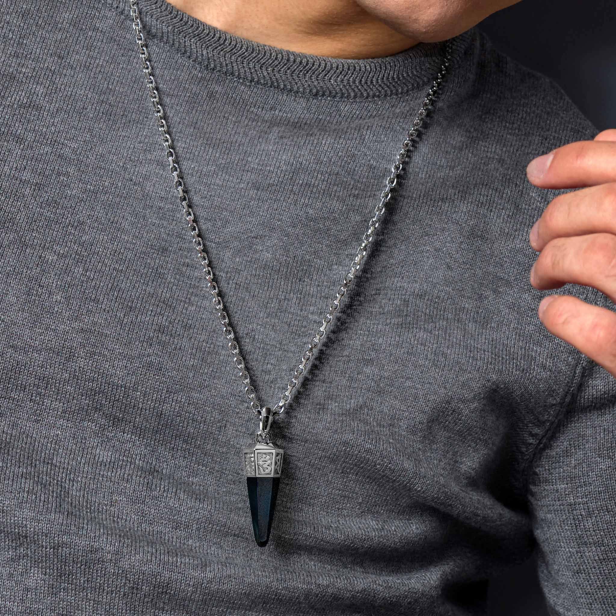 ホークアイ 六字真言 ネックレス - 天然石&隕石ジュエリーショップ - AWNL Japan