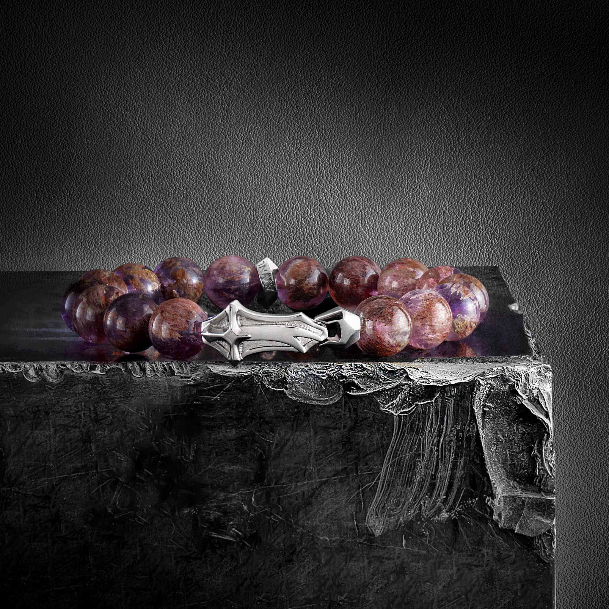 紫ファントムクォーツ 剣 ブレスレット - 天然石&隕石ジュエリーショップ - AWNL Japan