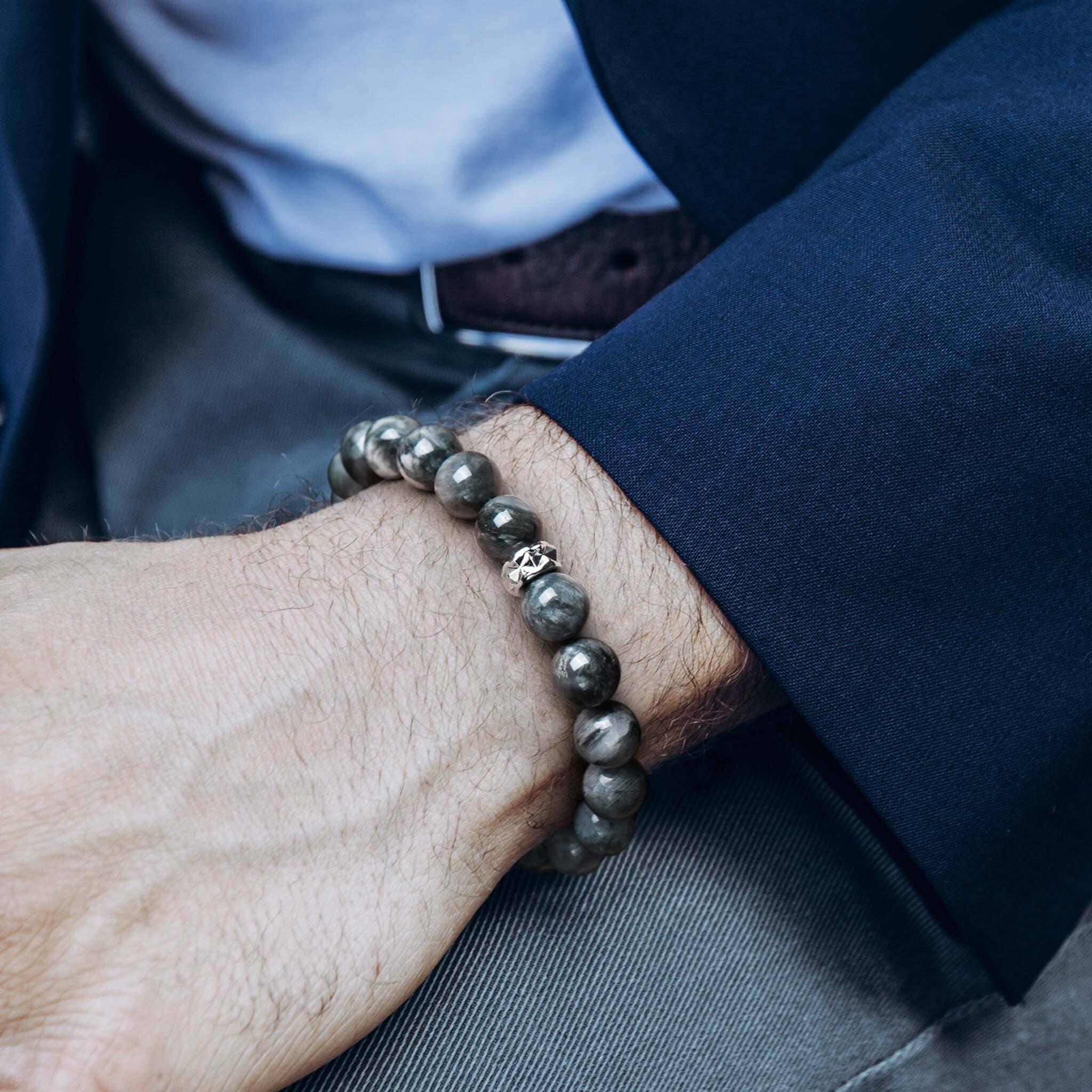 グレーホークアイ 紐編み ブレスレット - 天然石&隕石ジュエリーショップ - AWNL Japan