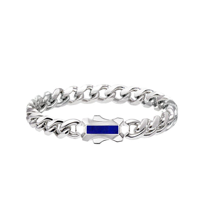 Inlay Clasp Curb Bracelet Lapis Lazuli