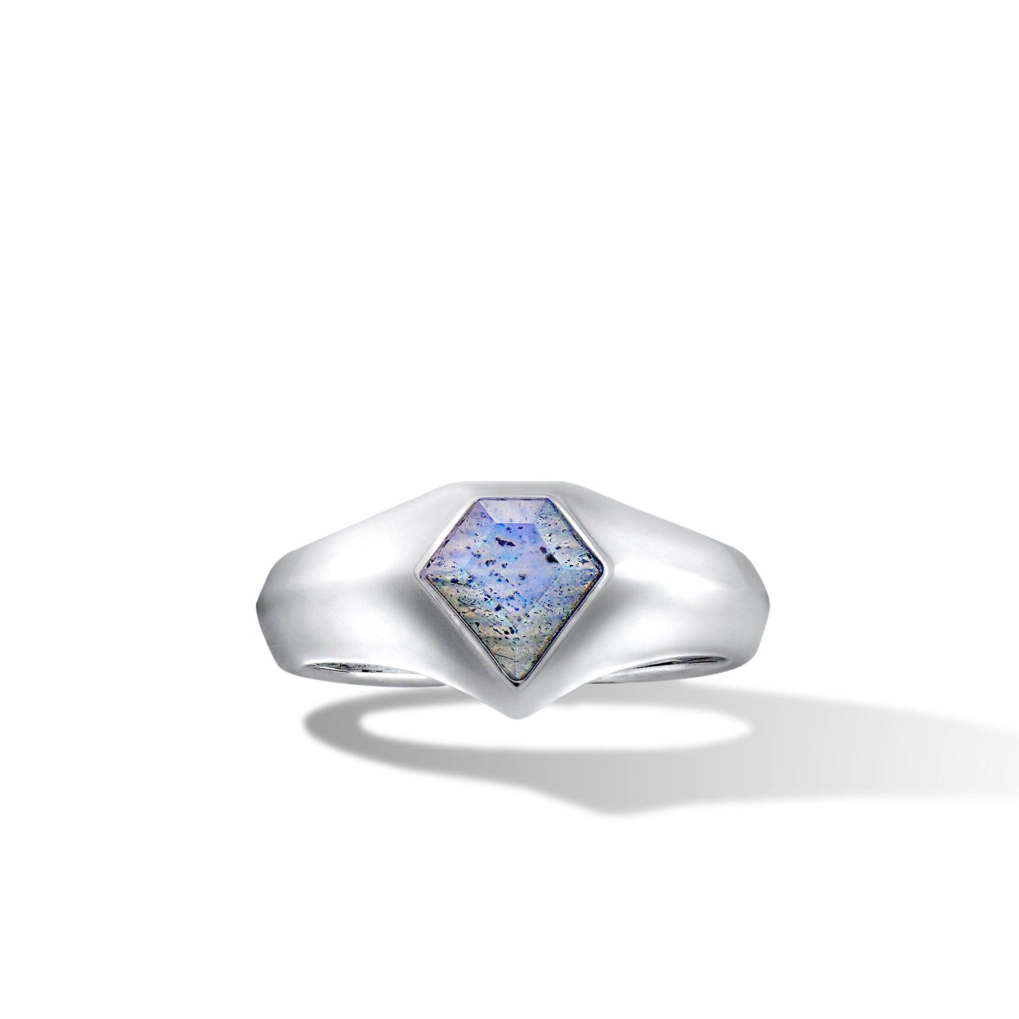 スペクトロライト/ラブラドライト メンズ シルバー リング - 天然石&隕石ジュエリーショップ - AWNL Japan