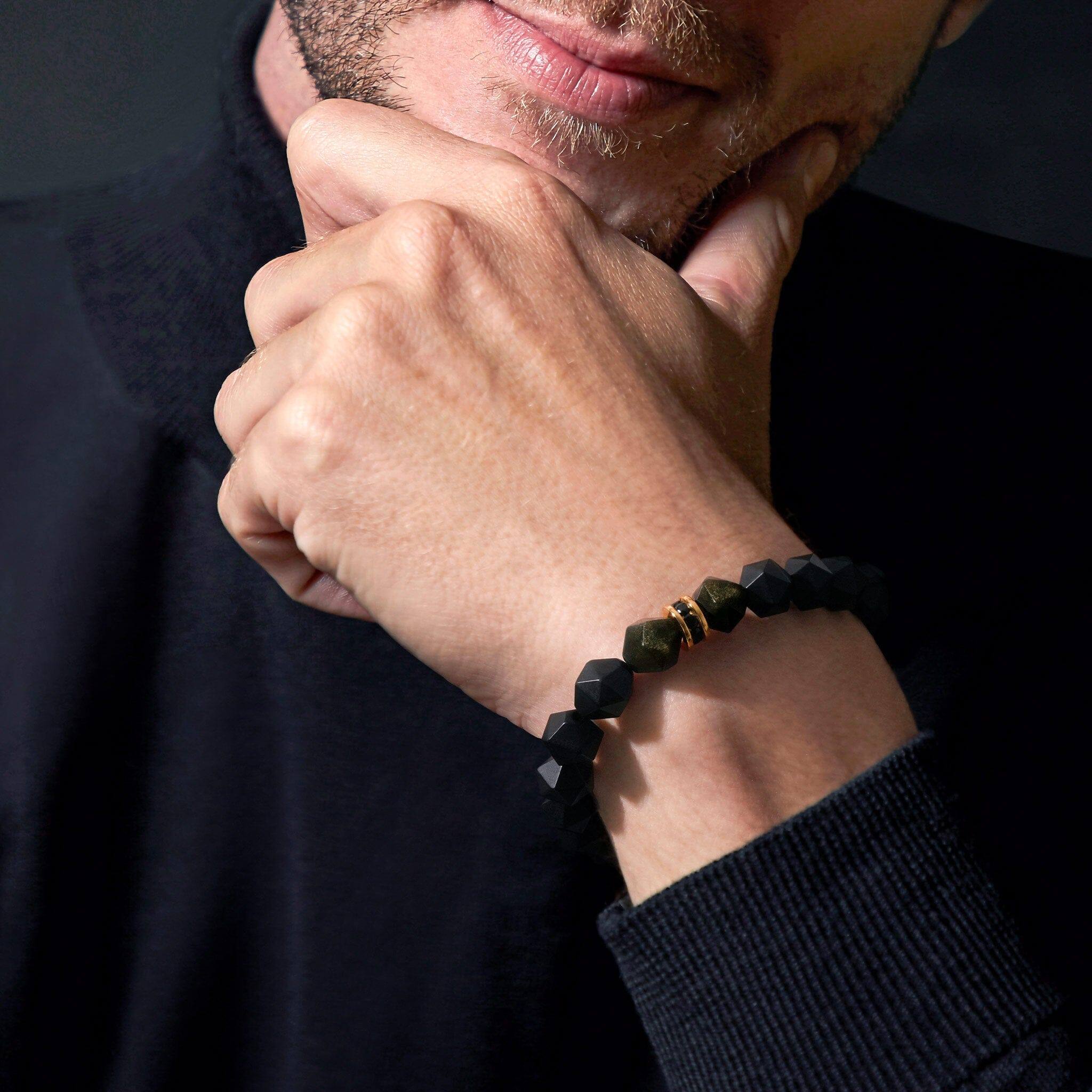 ゴールデンオブシディアン&オニキス ブレスレット - 天然石&隕石ジュエリーショップ - AWNL Japan