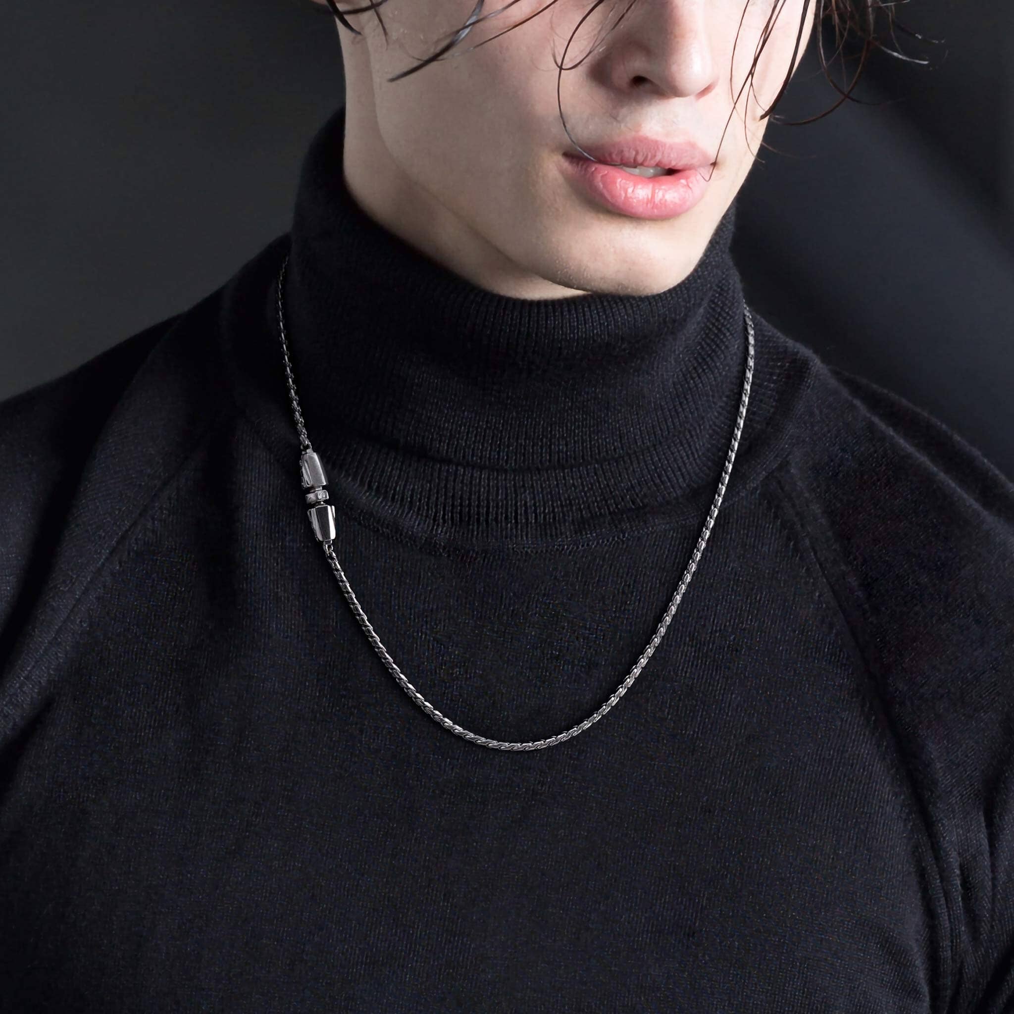 シルバー フェザークラスプ スパイクチェーン ネックレス ネックレス AWNL