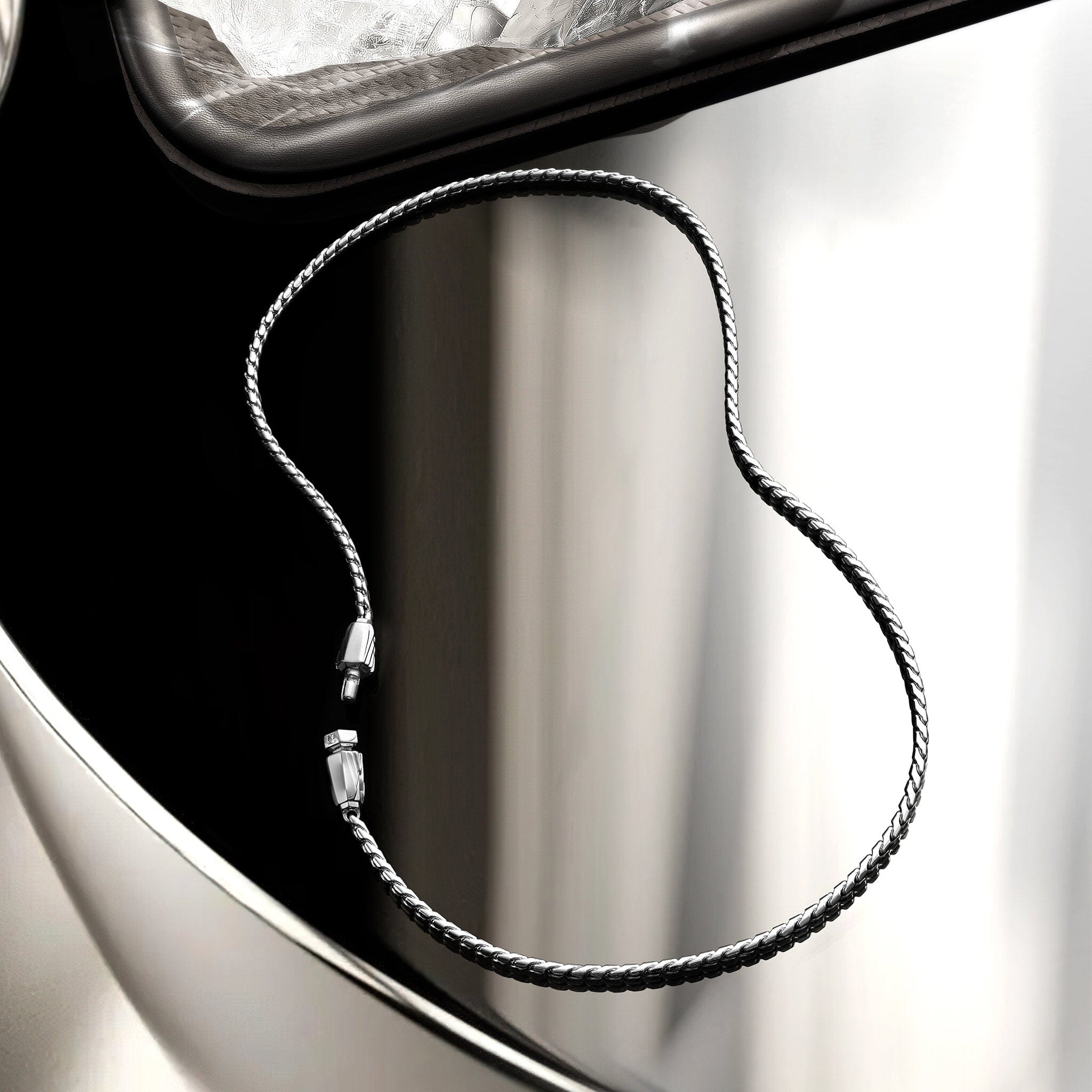 シルバー フェザークラスプ スパイクチェーン ネックレス ネックレス AWNL