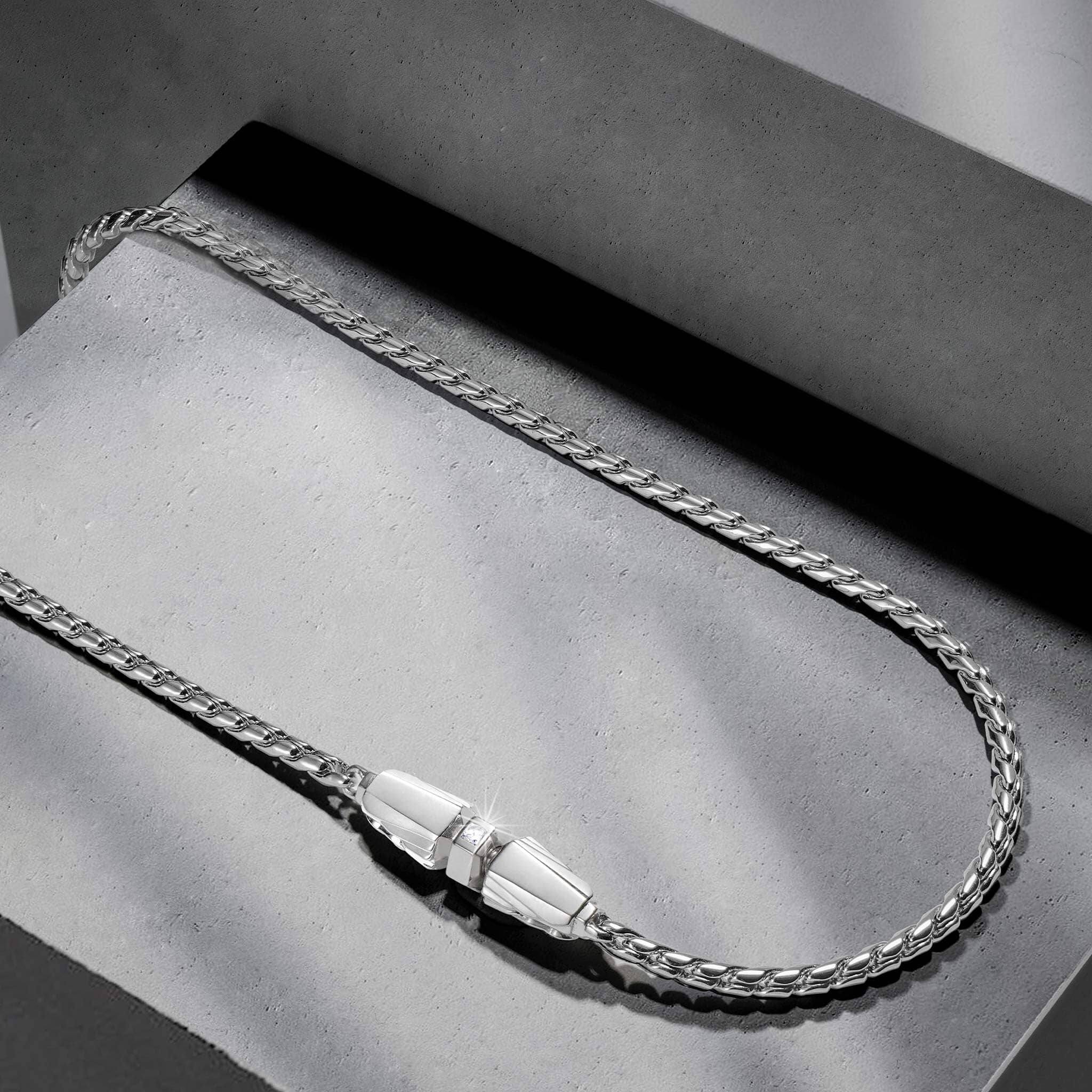 シルバー フェザークラスプ スパイクチェーン ネックレス - 天然石&隕石ジュエリーショップ - AWNL Japan