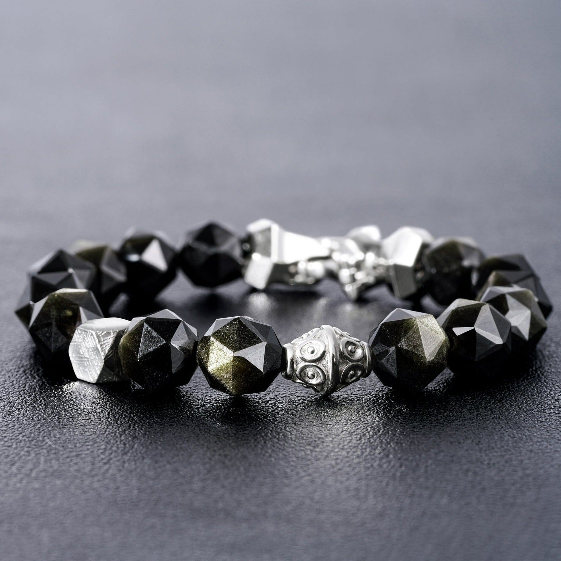 隕石 ゴールデンオブシディアン 星 ブレスレット ブレスレット AWNL