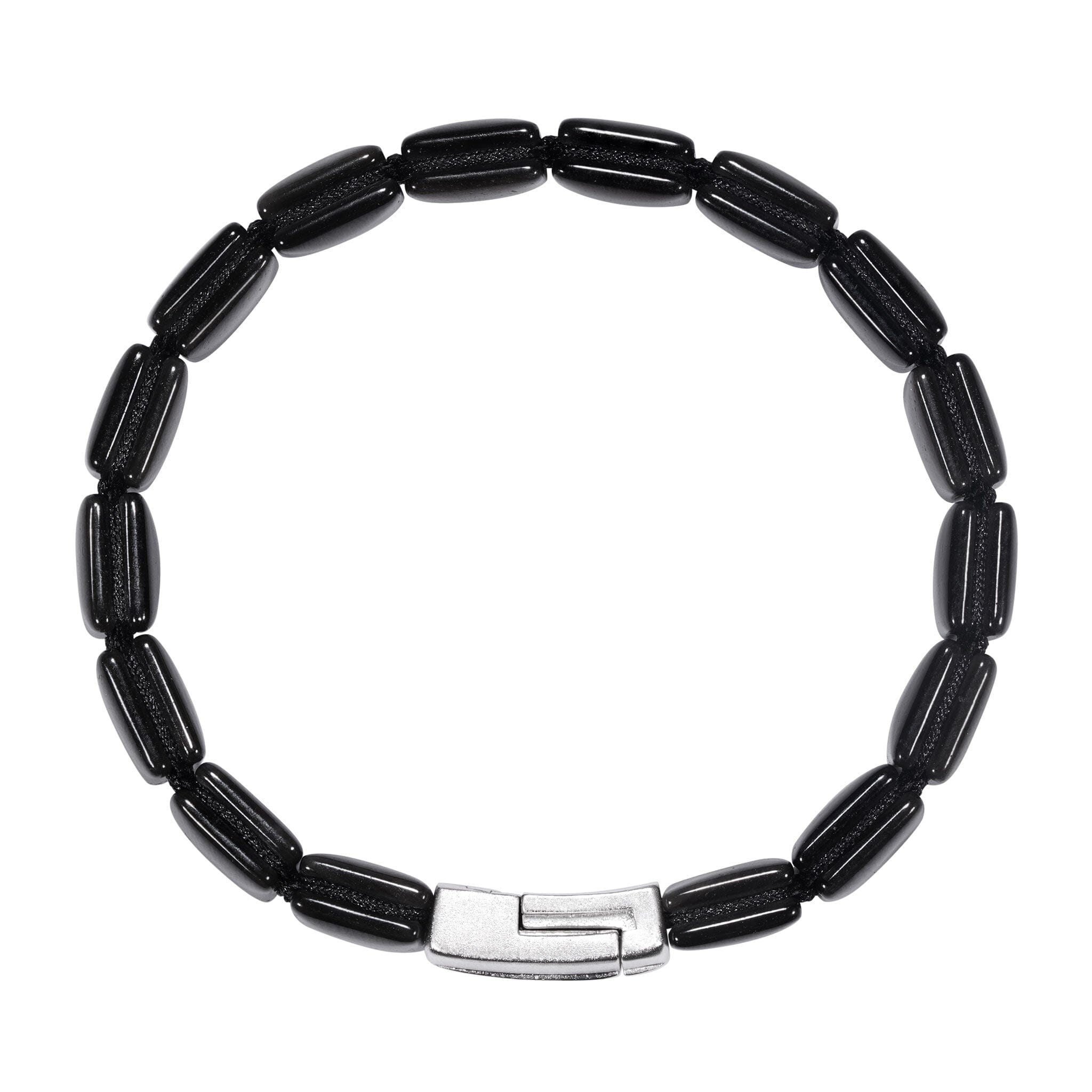 Ichinen Mag-lock Bracelet Silver Obsidian AWNL