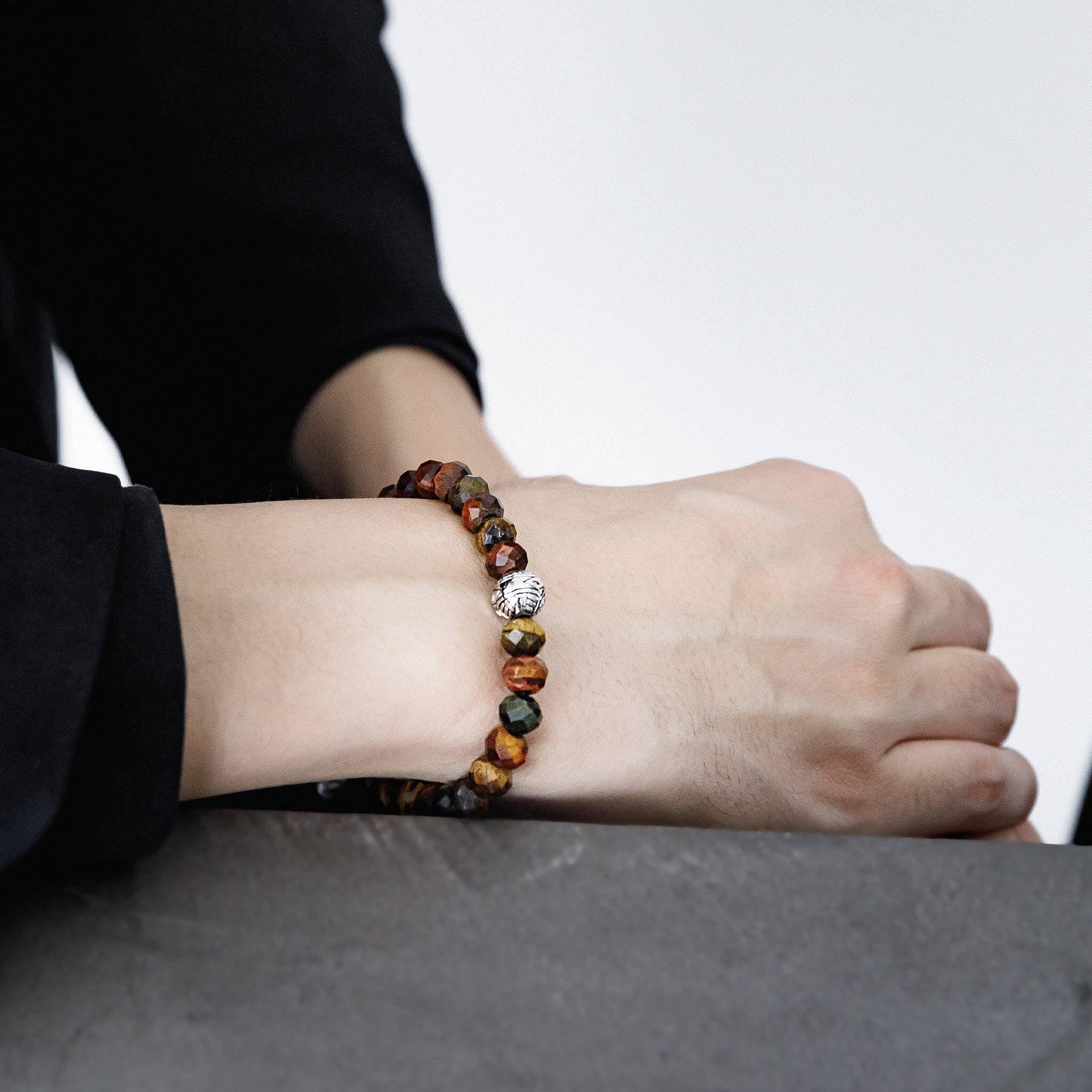 マルチカラータイガーアイ 紐編み ブレスレット - 天然石&隕石ジュエリーショップ - AWNL Japan