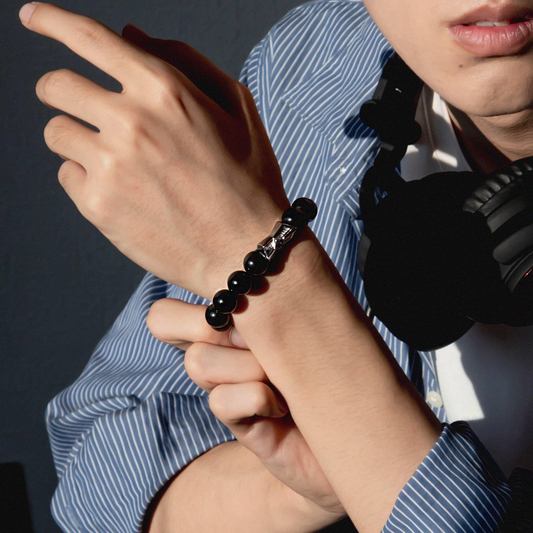 オブシディアン ルーン ケルト結び ブレスレット - 天然石&隕石ジュエリーショップ - AWNL Japan