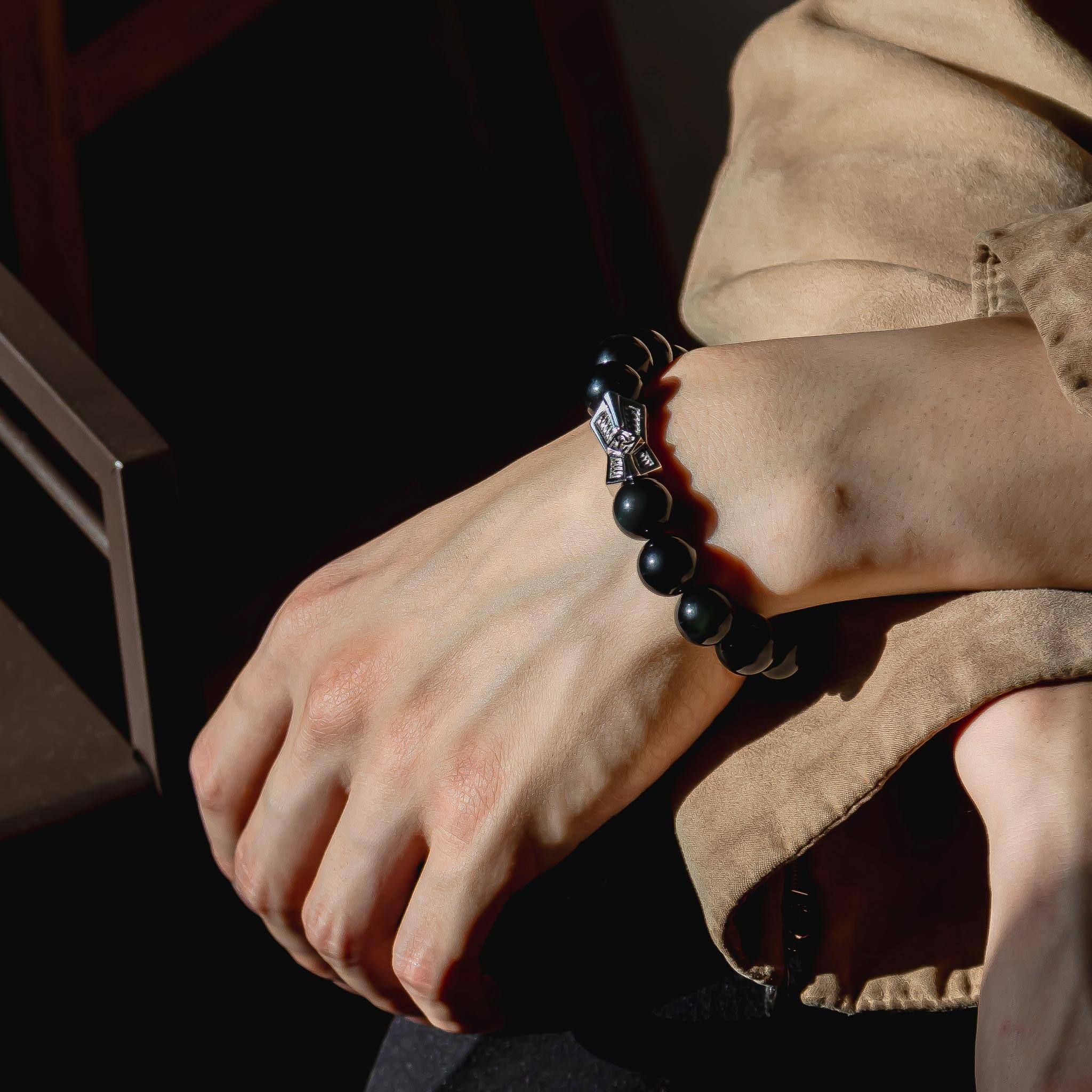 オブシディアン ルーン ケルト結び ブレスレット - 天然石&隕石ジュエリーショップ - AWNL Japan