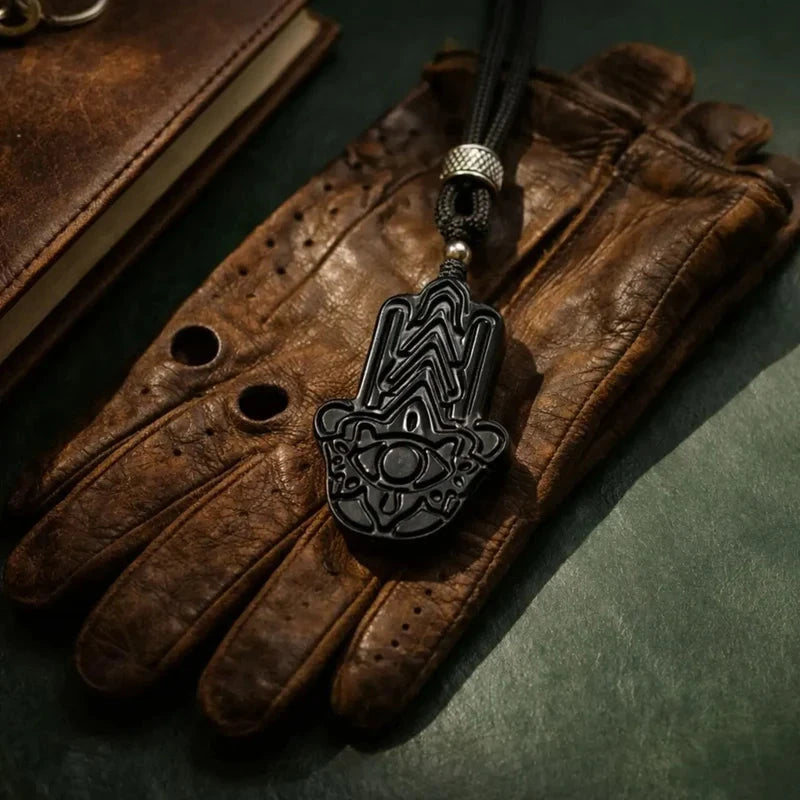 Hamsa Hand Car Accessory Black Obsidian GWP AWNL
