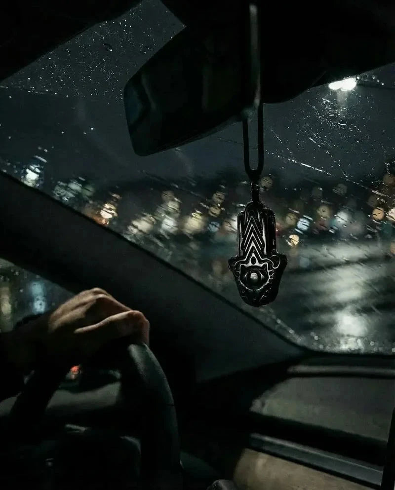 Hamsa Hand Car Accessory Black Obsidian GWP AWNL