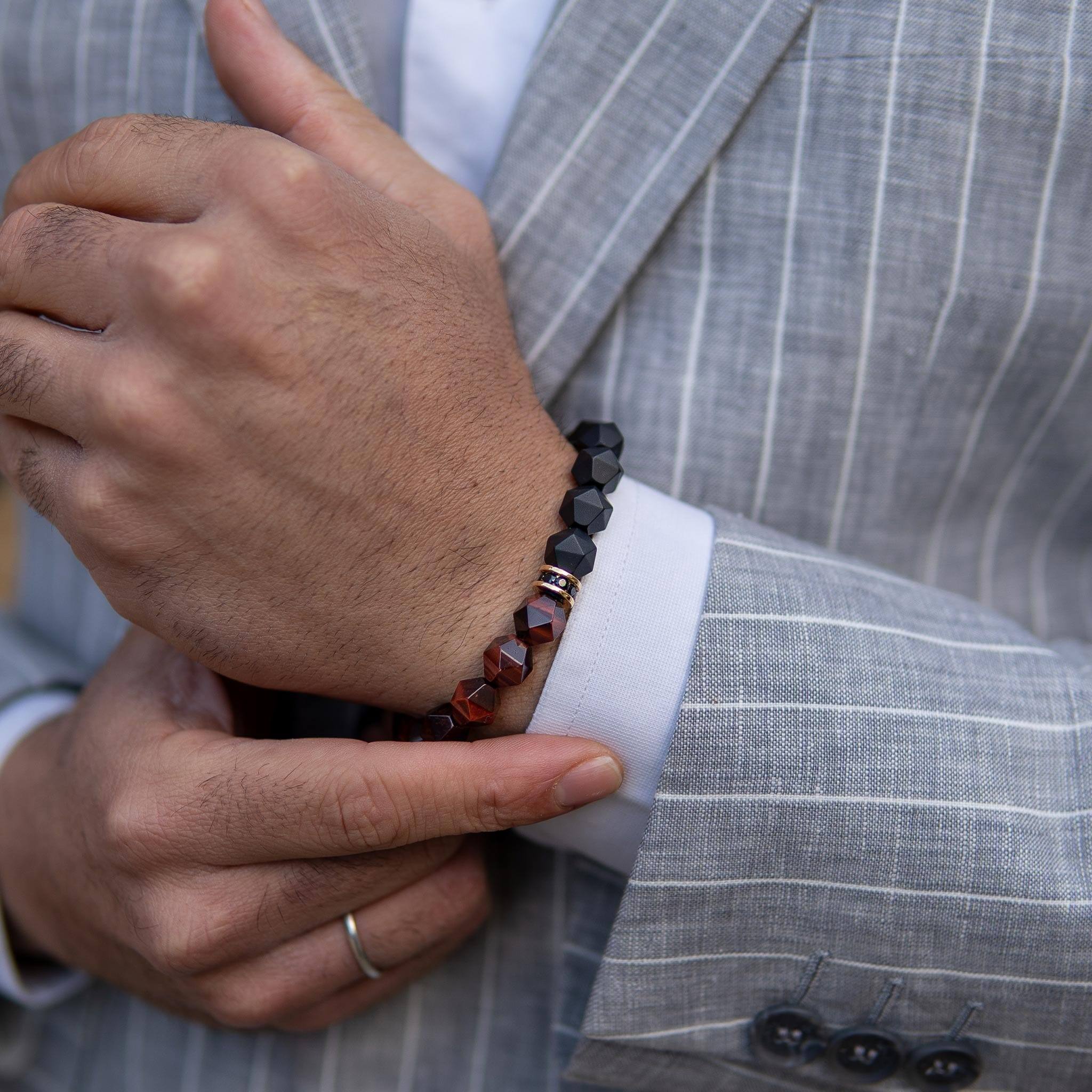 レッドタイガーアイ&オニキス 虎 ブレスレット - 天然石&隕石ジュエリーショップ - AWNL Japan