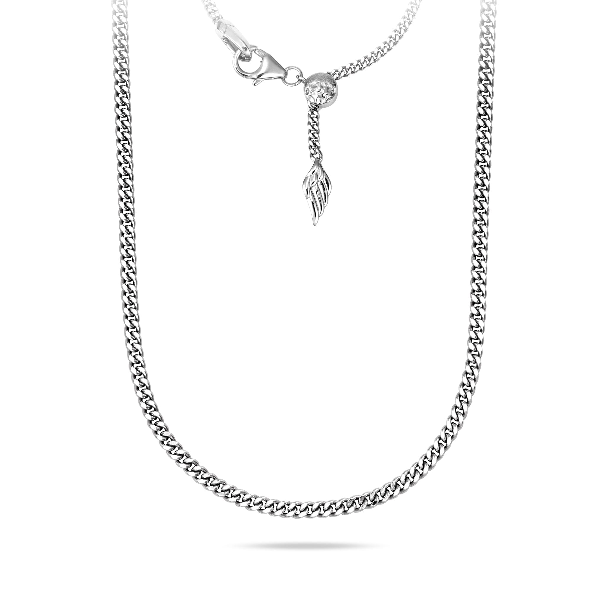 細めキヘイチェーン 羽チャーム付き ネックレス AWNL 55cm