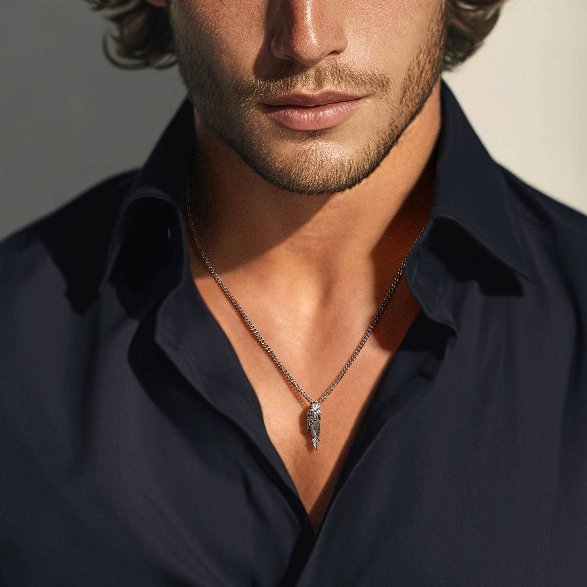 シルバー オブシディアン セラフの翼 ミニ ネックレス ネックレス AWNL