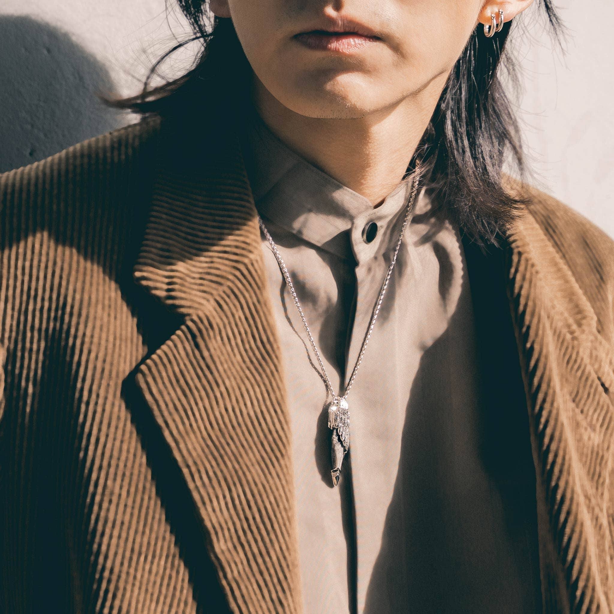 オブシディアン セラフの翼 ネックレス - 天然石&隕石ジュエリーショップ - AWNL Japan