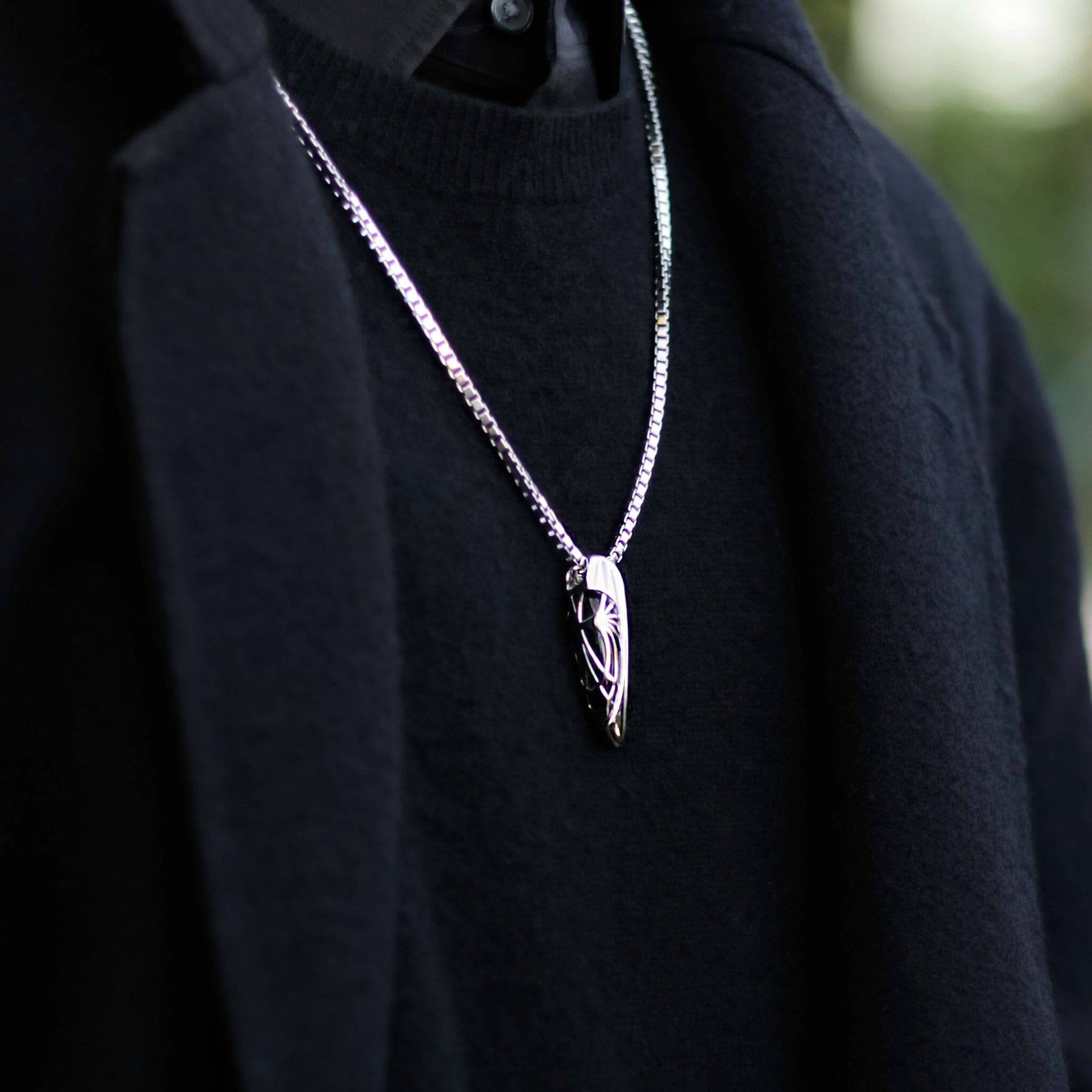 シルバーオブシディアン カプセル メンズ ネックレス - 天然石&隕石ジュエリーショップ - AWNL Japan