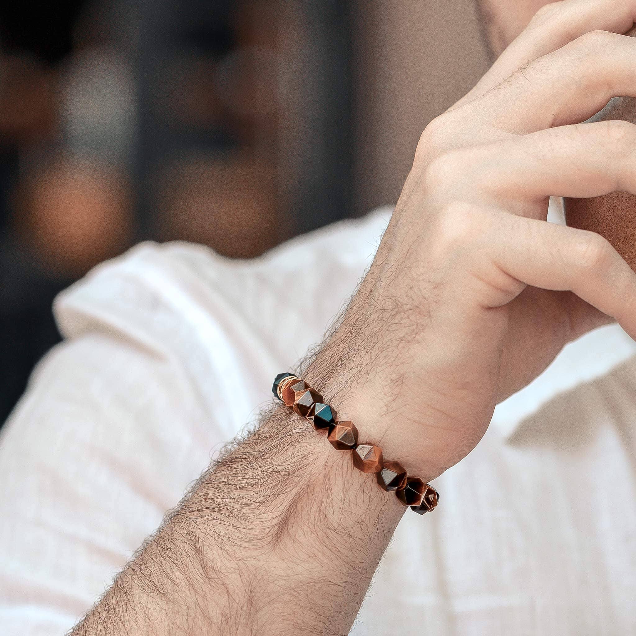 タイガーアイ&オニキス 虎 ブレスレット - 天然石&隕石ジュエリーショップ - AWNL Japan